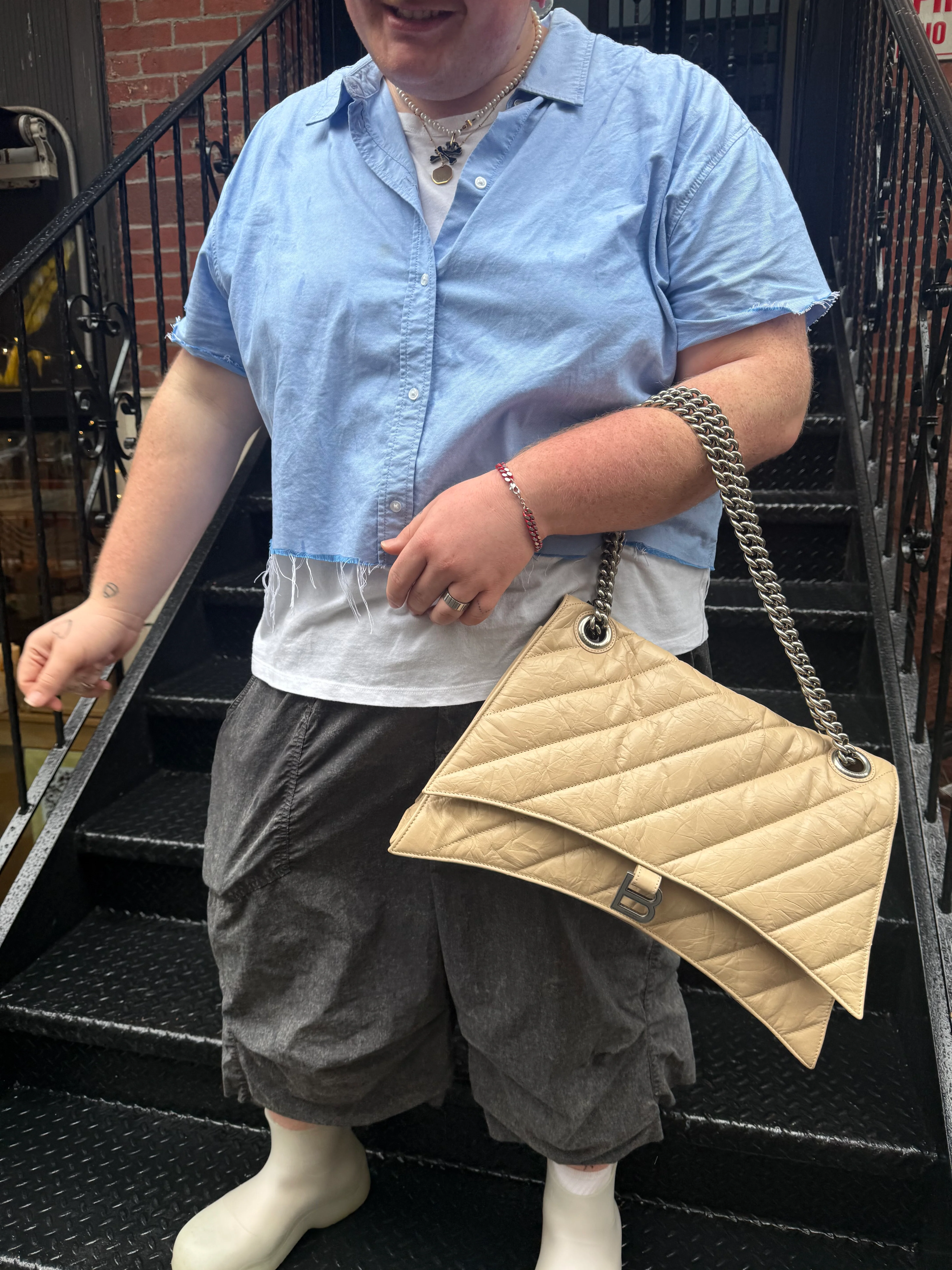 Balenciaga Beige Calfskin Crush Chain Bag - Image 2