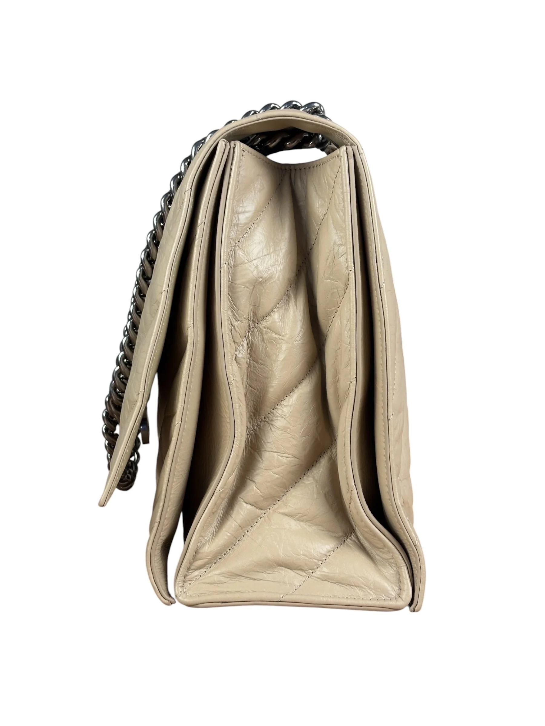 Balenciaga Beige Calfskin Crush Chain Bag - Image 4