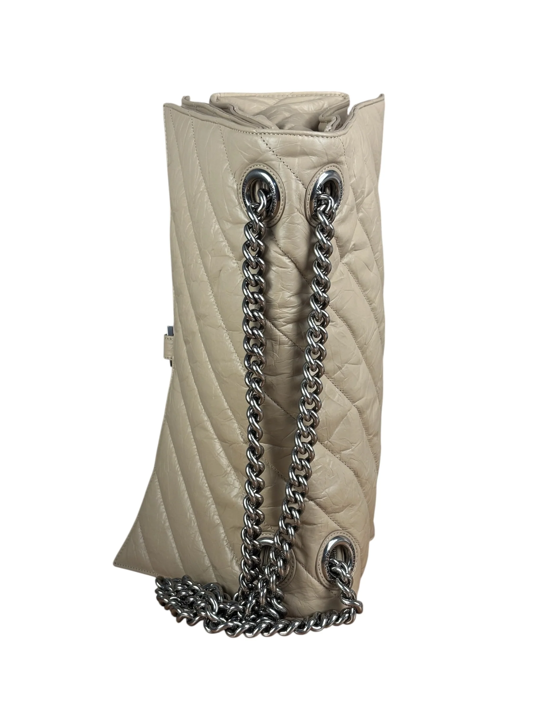 Balenciaga Beige Calfskin Crush Chain Bag - Image 7
