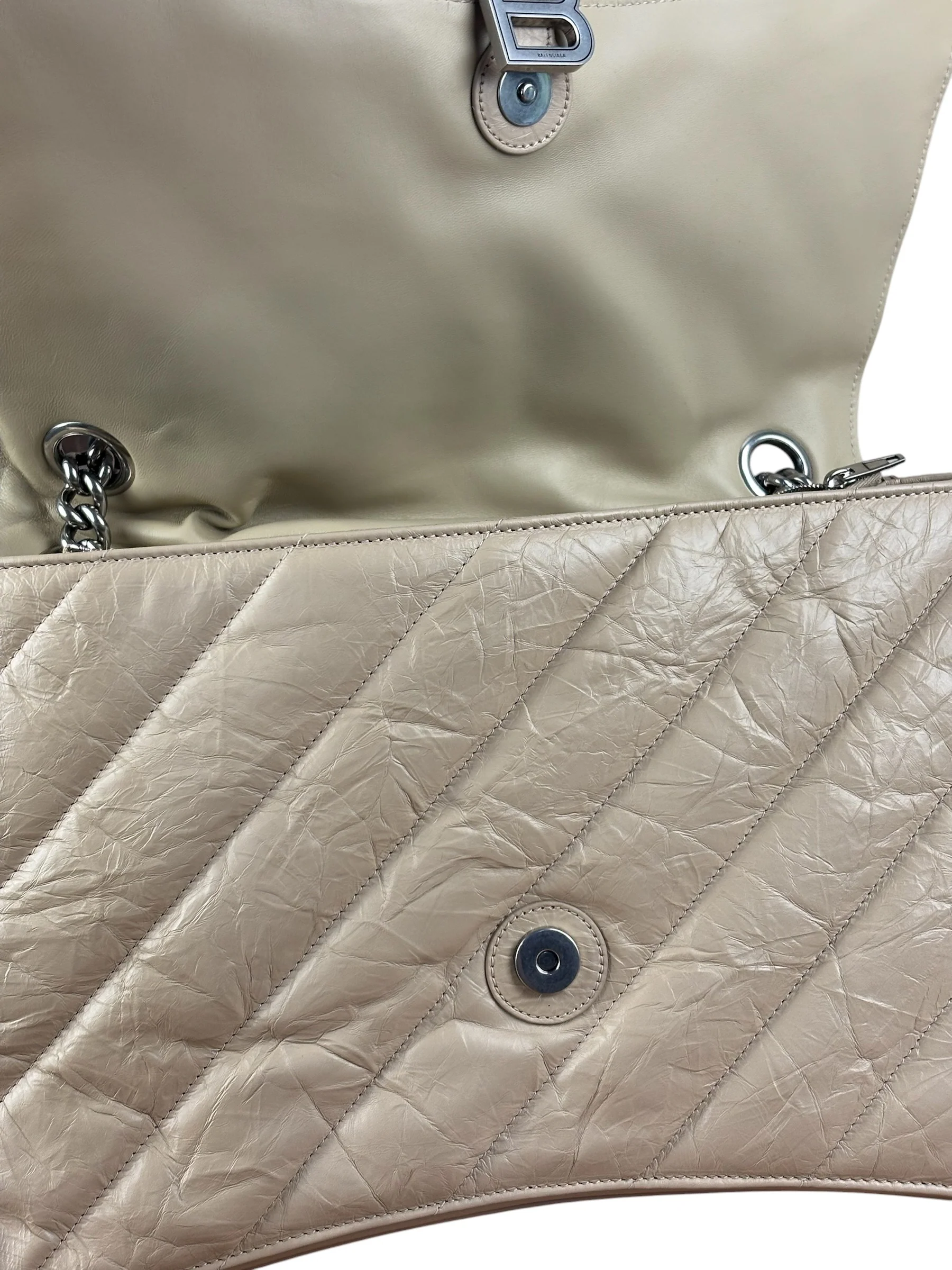 Balenciaga Beige Calfskin Crush Chain Bag - Image 8