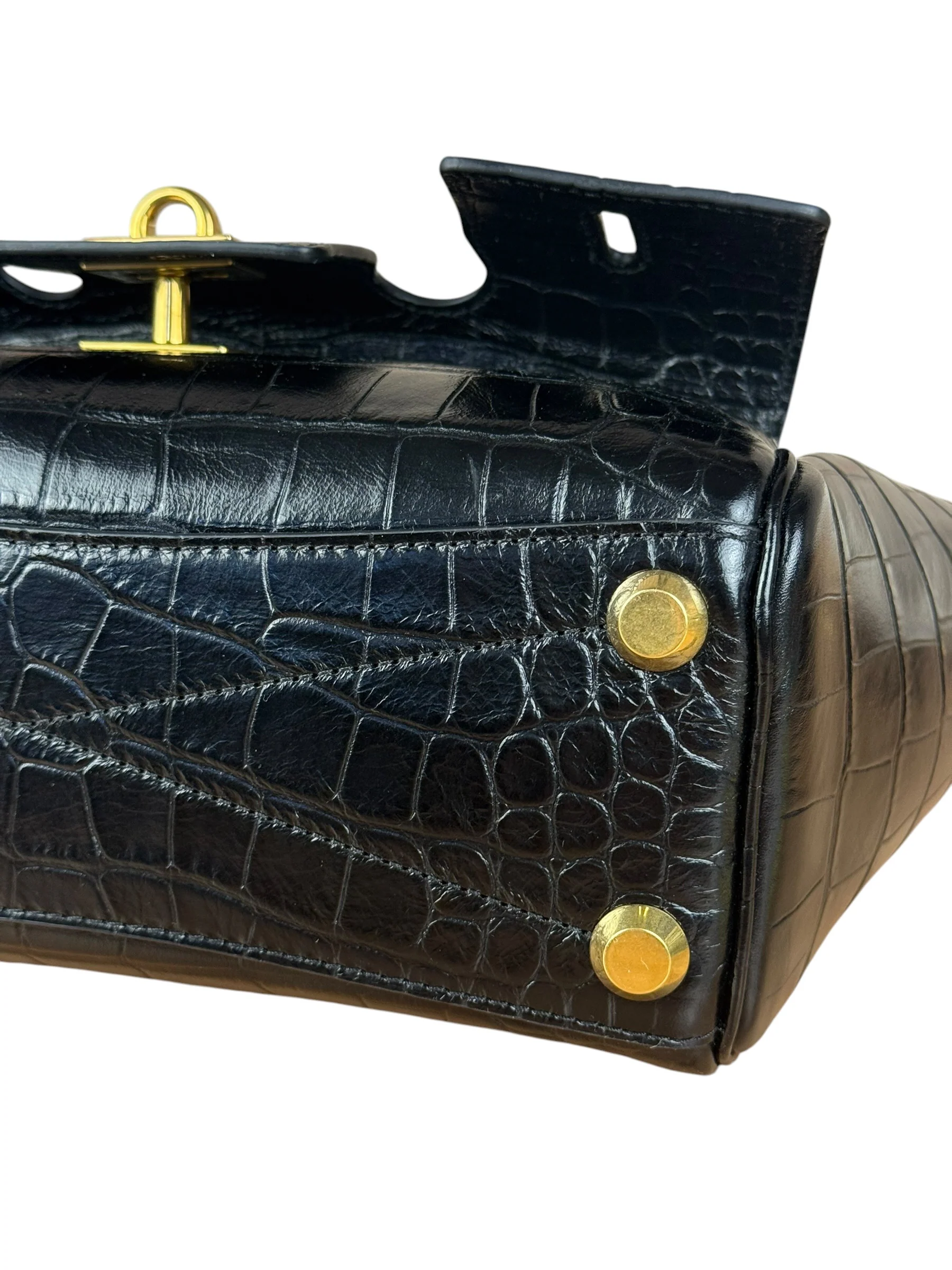 Balenciaga Black Leather Mini Bel Air Carry All Two-Way Bag - Image 10