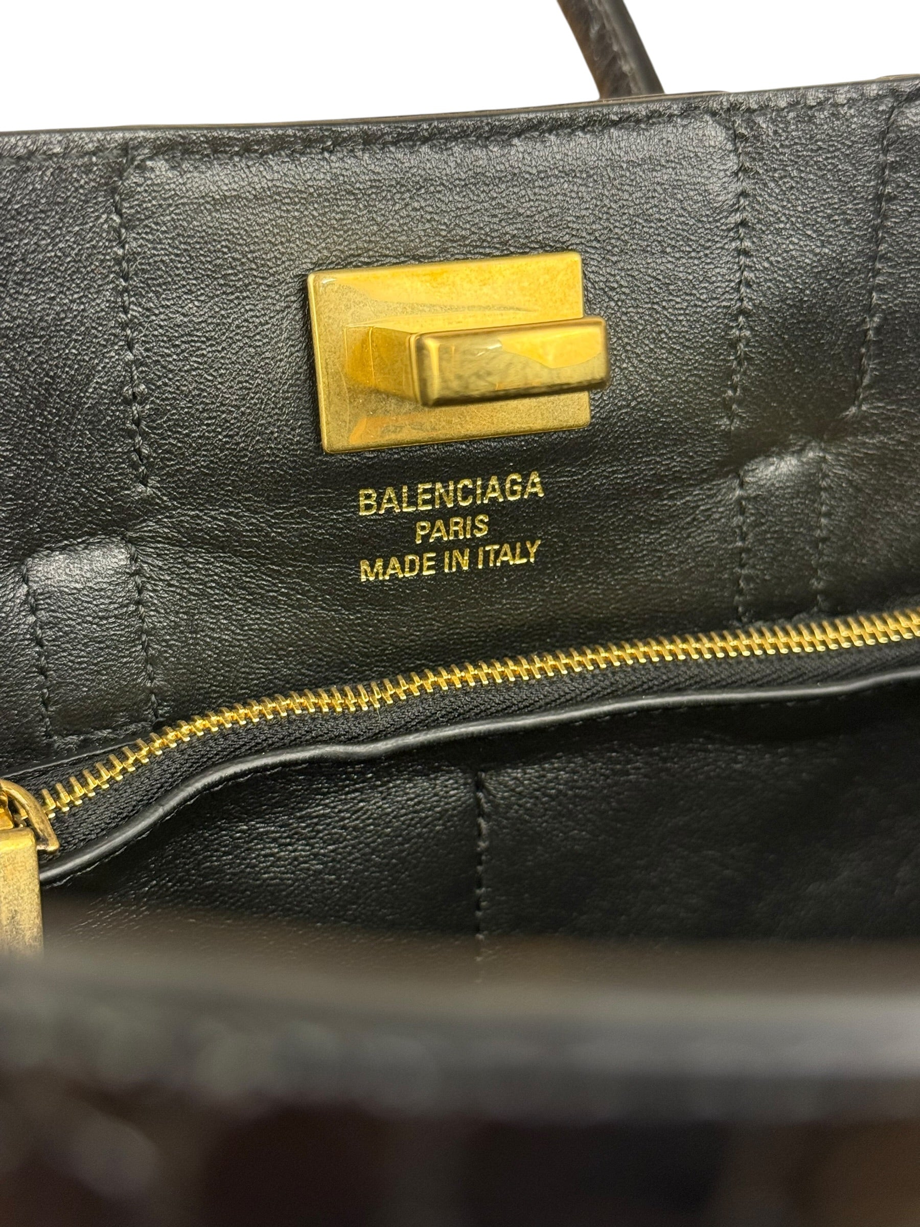 Balenciaga Black Leather Mini Bel Air Carry All Two-Way Bag - Image 12