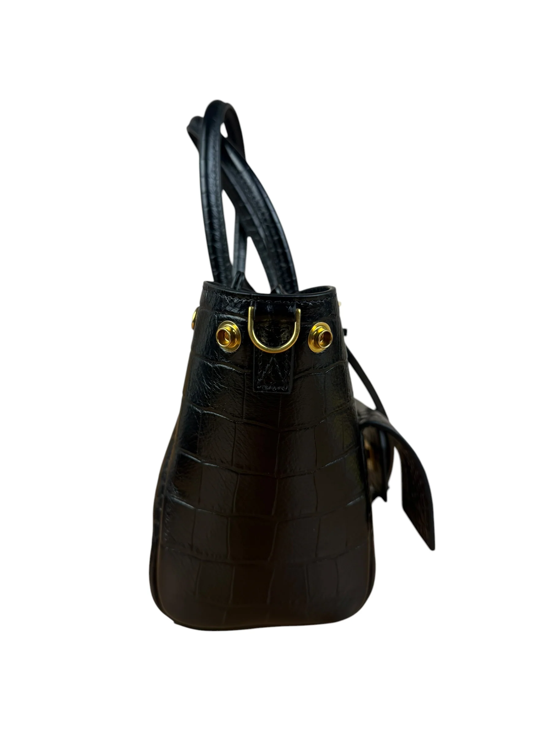 Balenciaga Black Leather Mini Bel Air Carry All Two-Way Bag - Image 8