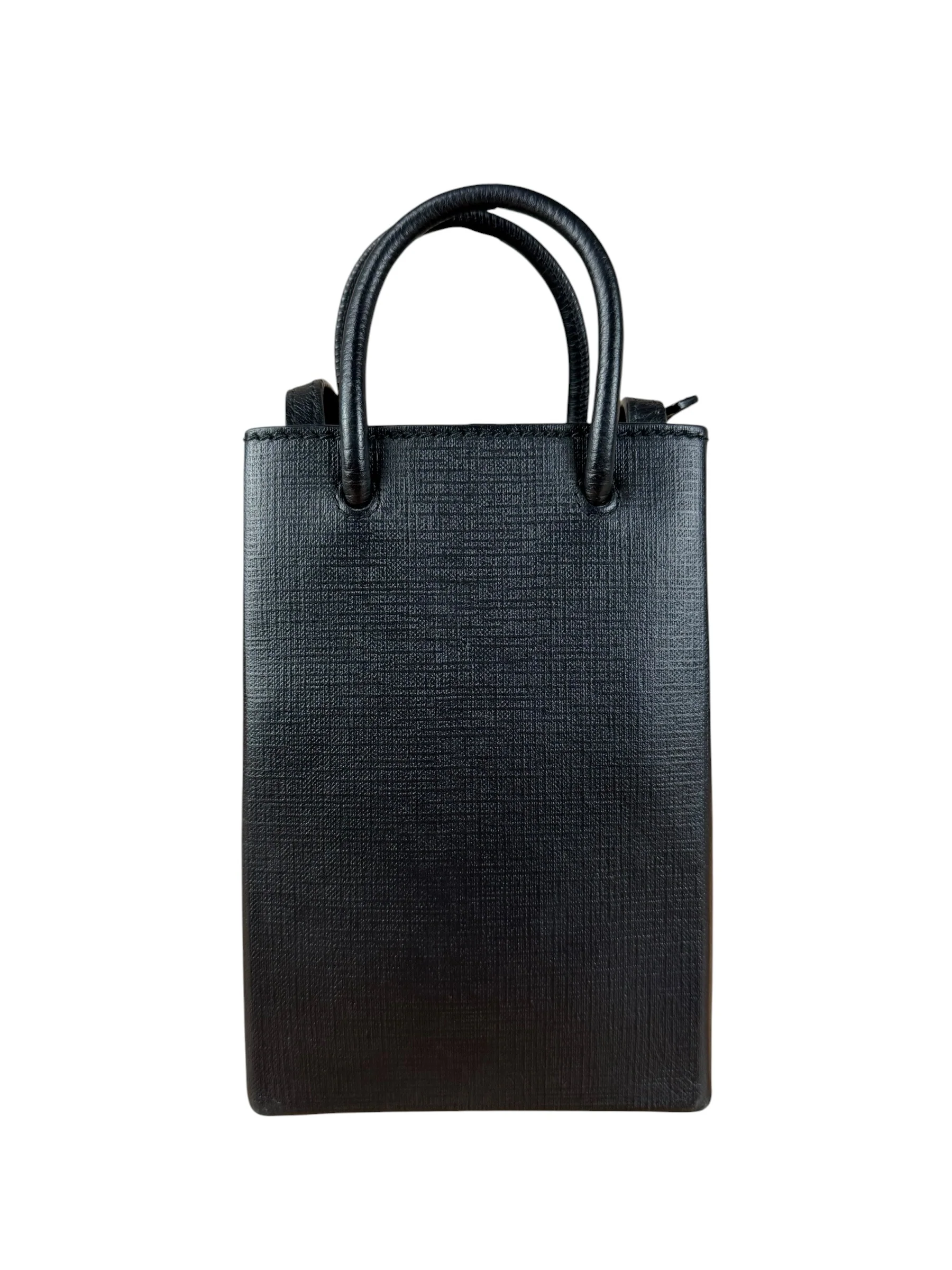 Balenciaga Black Mini Shopping Tote Phone Holder - Image 7