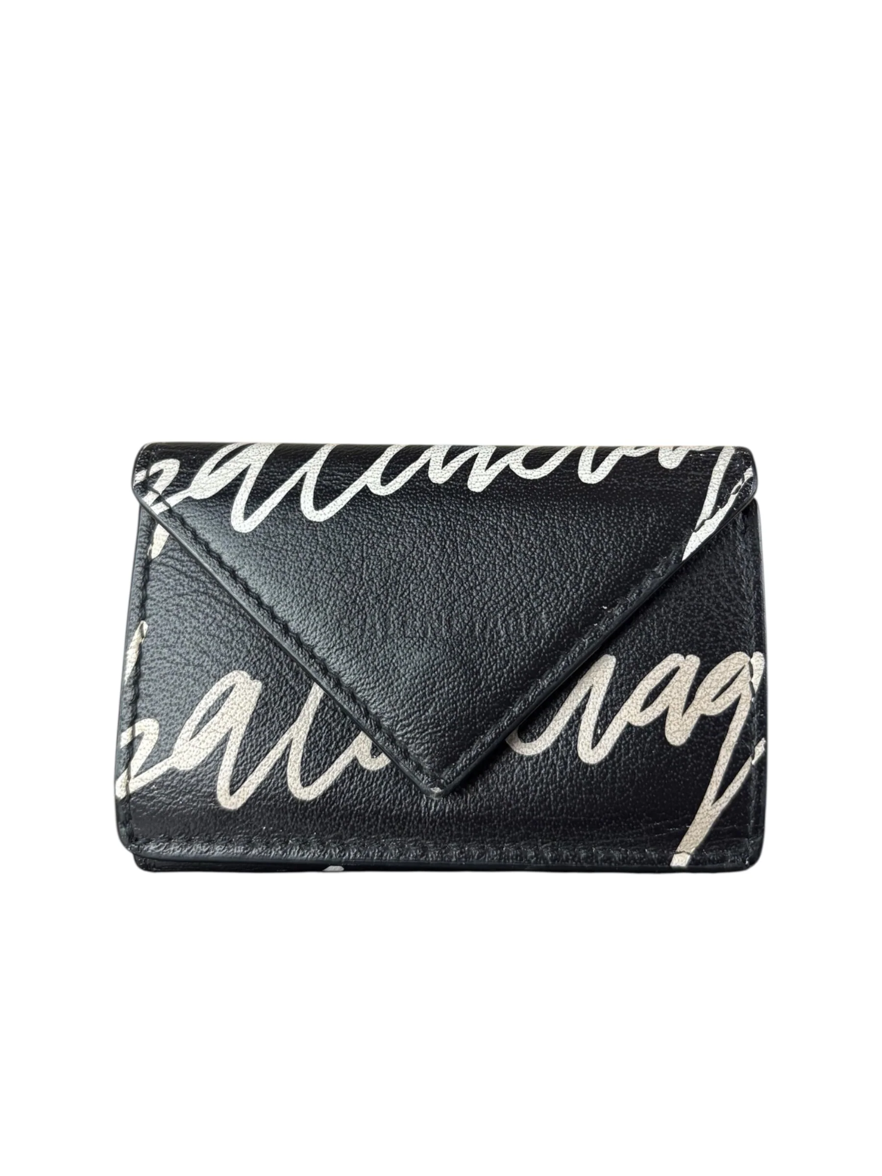 Balenciaga Black Papier Graffiti Trifold Wallet