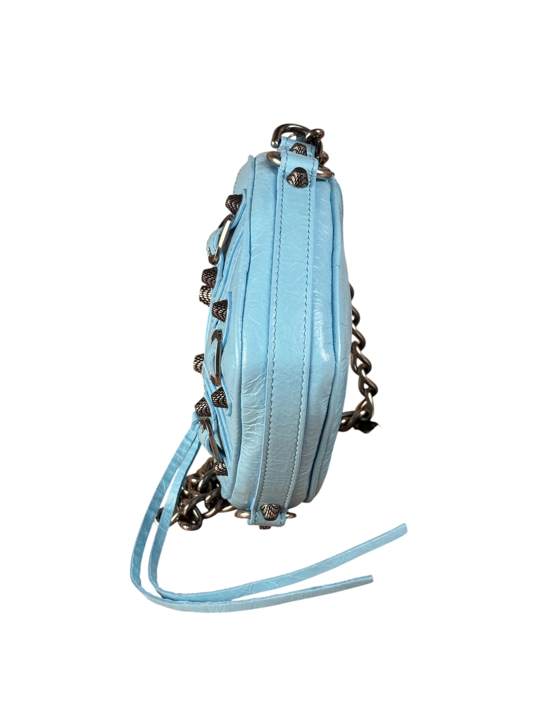 Balenciaga Light Blue Le Cagole Heart Mini Bag - Image 9