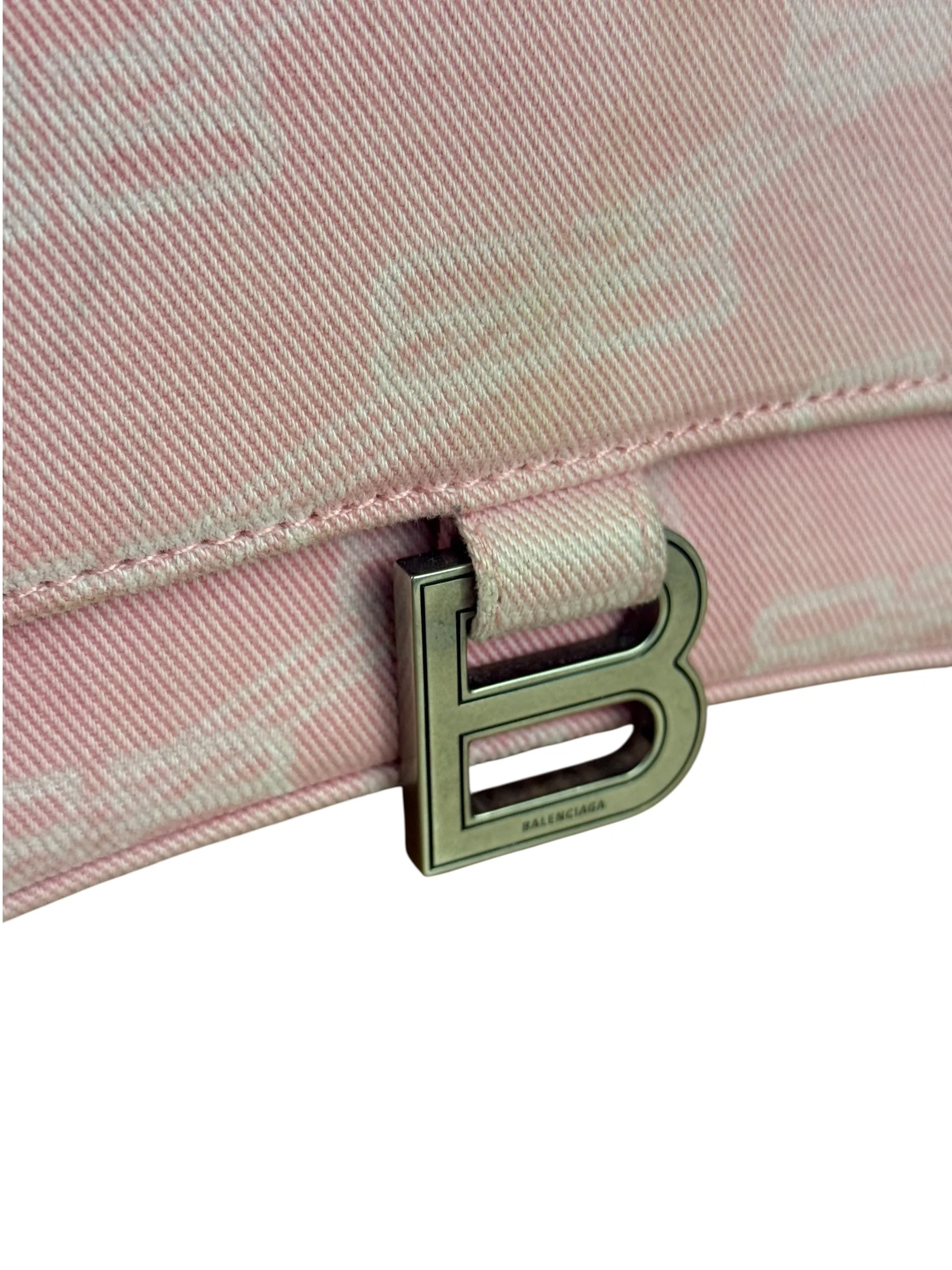 Balenciaga Pink Denim Small Hourglass 2Way Handbag - Image 11