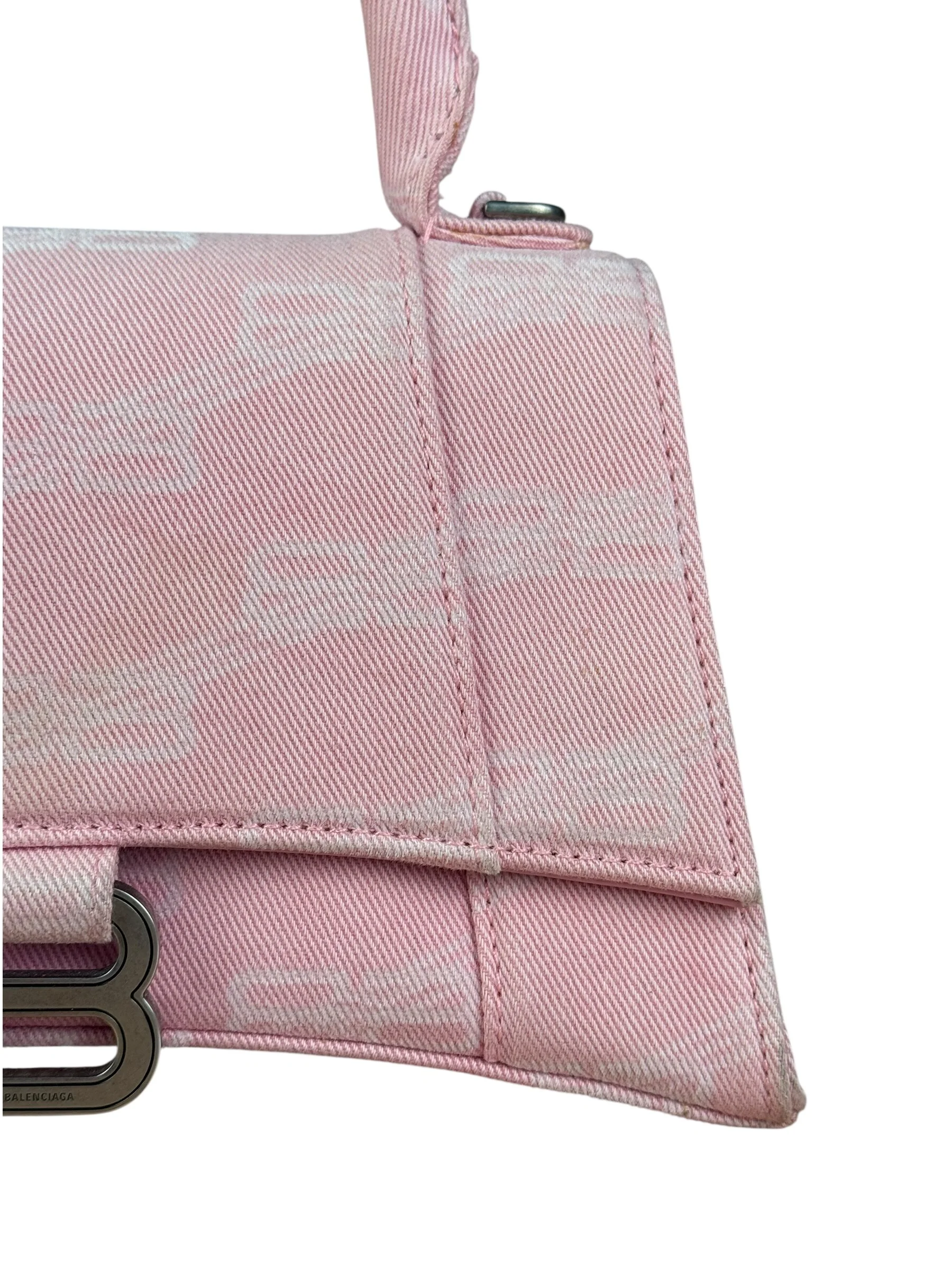 Balenciaga Pink Denim Small Hourglass 2Way Handbag - Image 2
