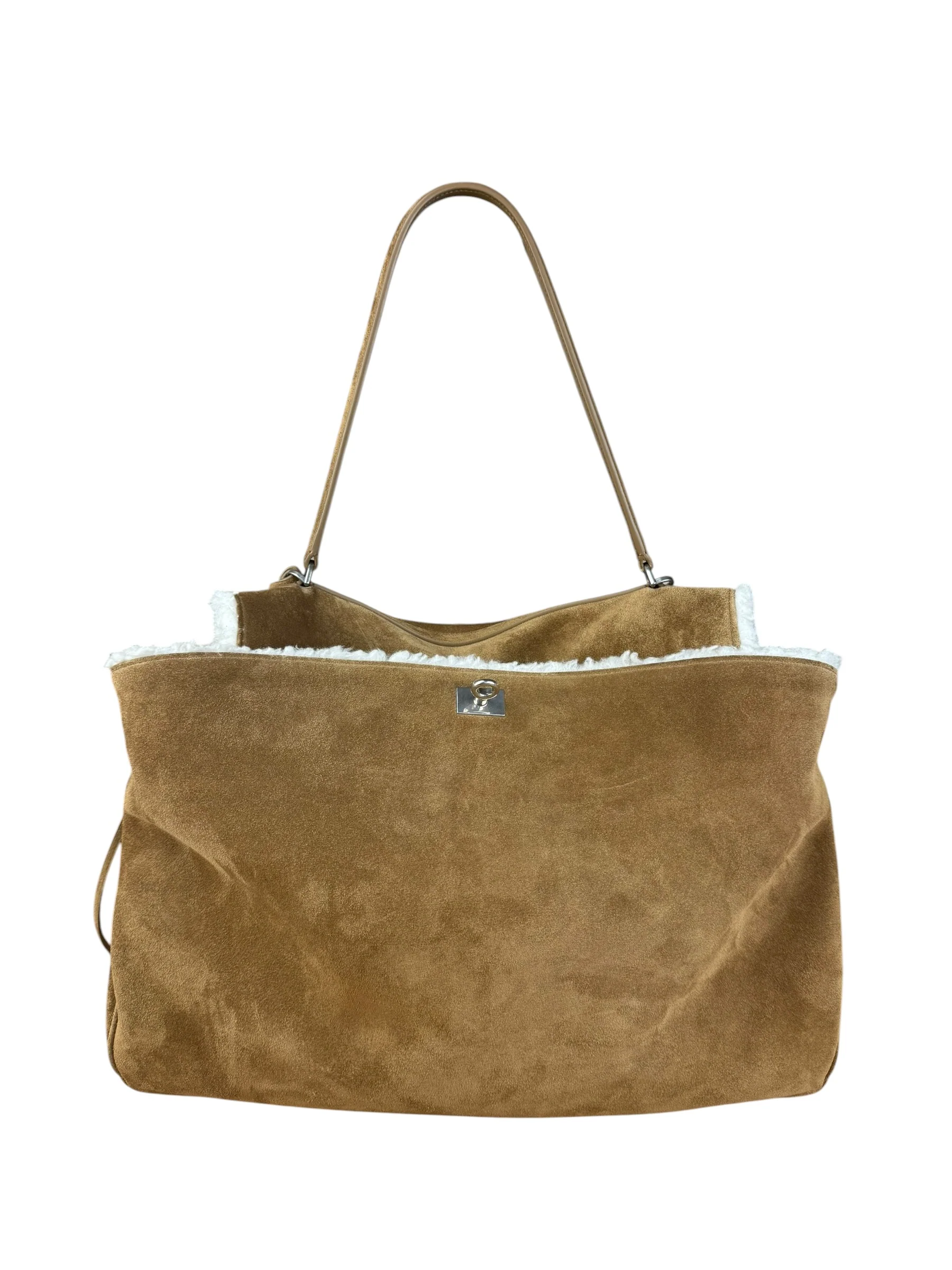 Balenciaga Rodeo Handbag Suede/Fleece Brown - Image 7