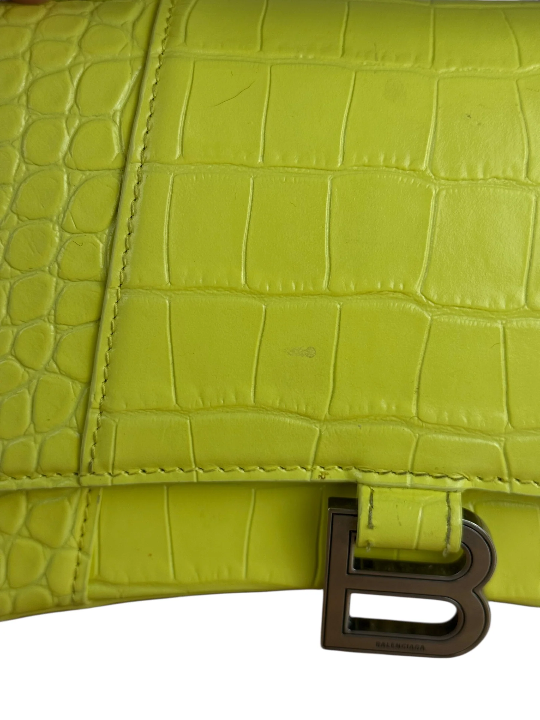 Balenciaga Small Yellow Croc Hourglass 2Way Handbag - Image 10