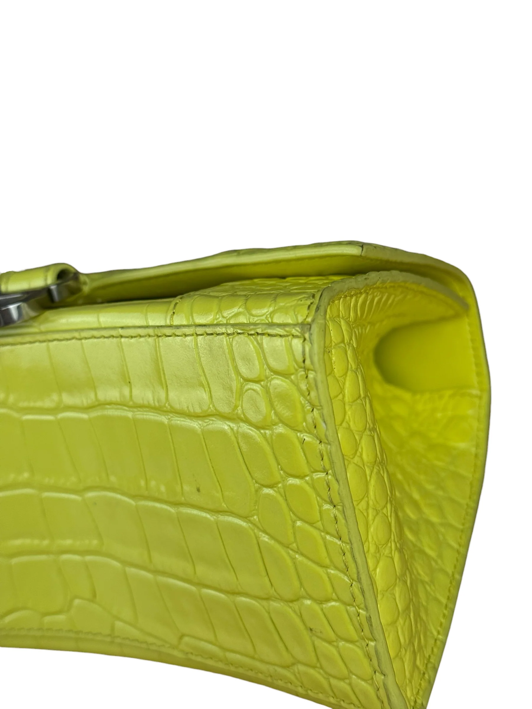 Balenciaga Small Yellow Croc Hourglass 2Way Handbag - Image 16