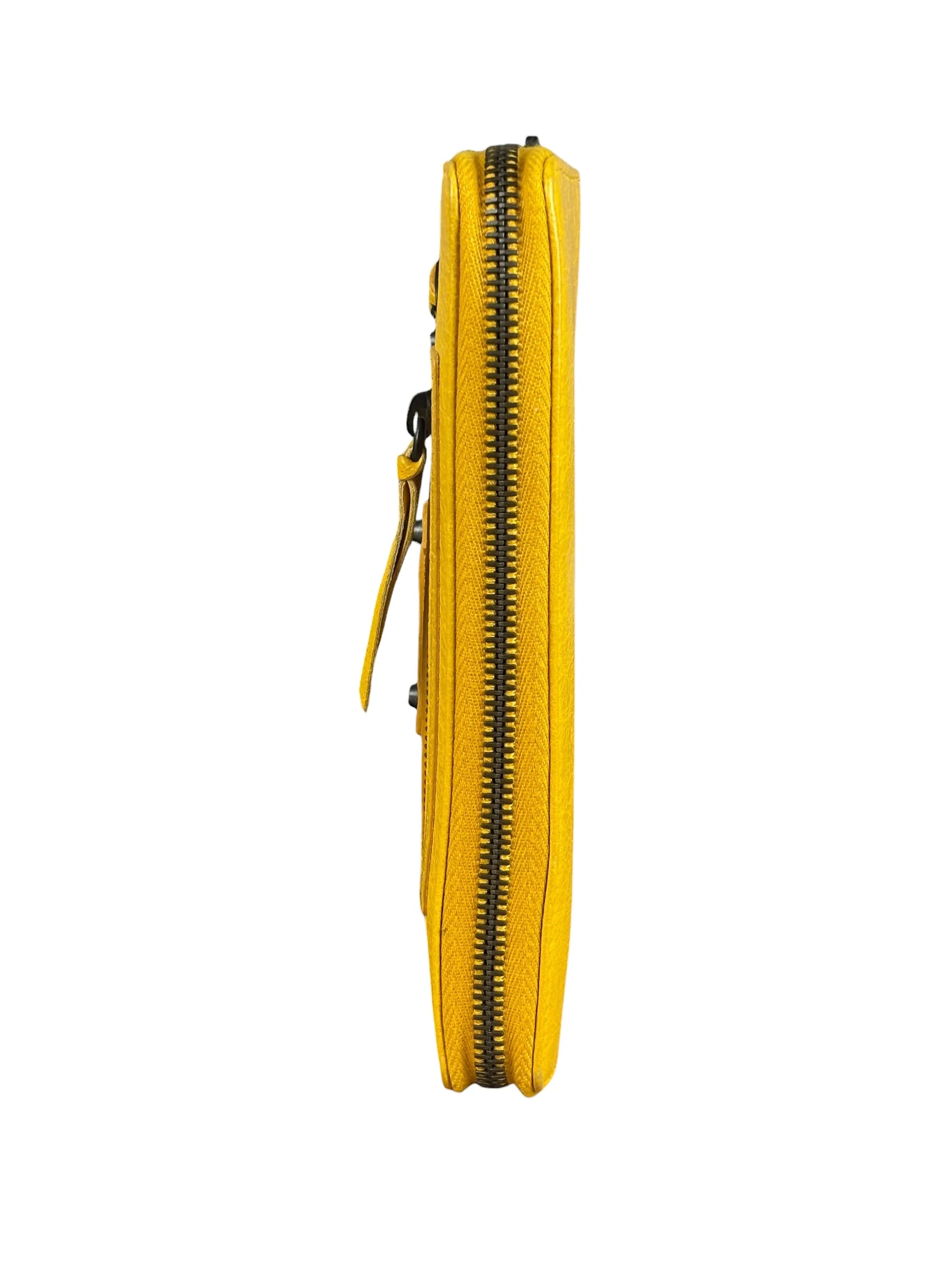 Balenciaga Yellow Leather Moto Zip Wallet - Image 5