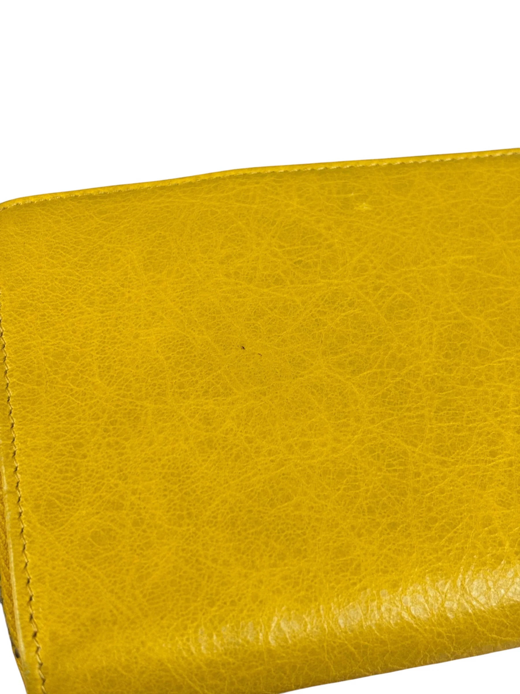 Balenciaga Yellow Leather Moto Zip Wallet - Image 8
