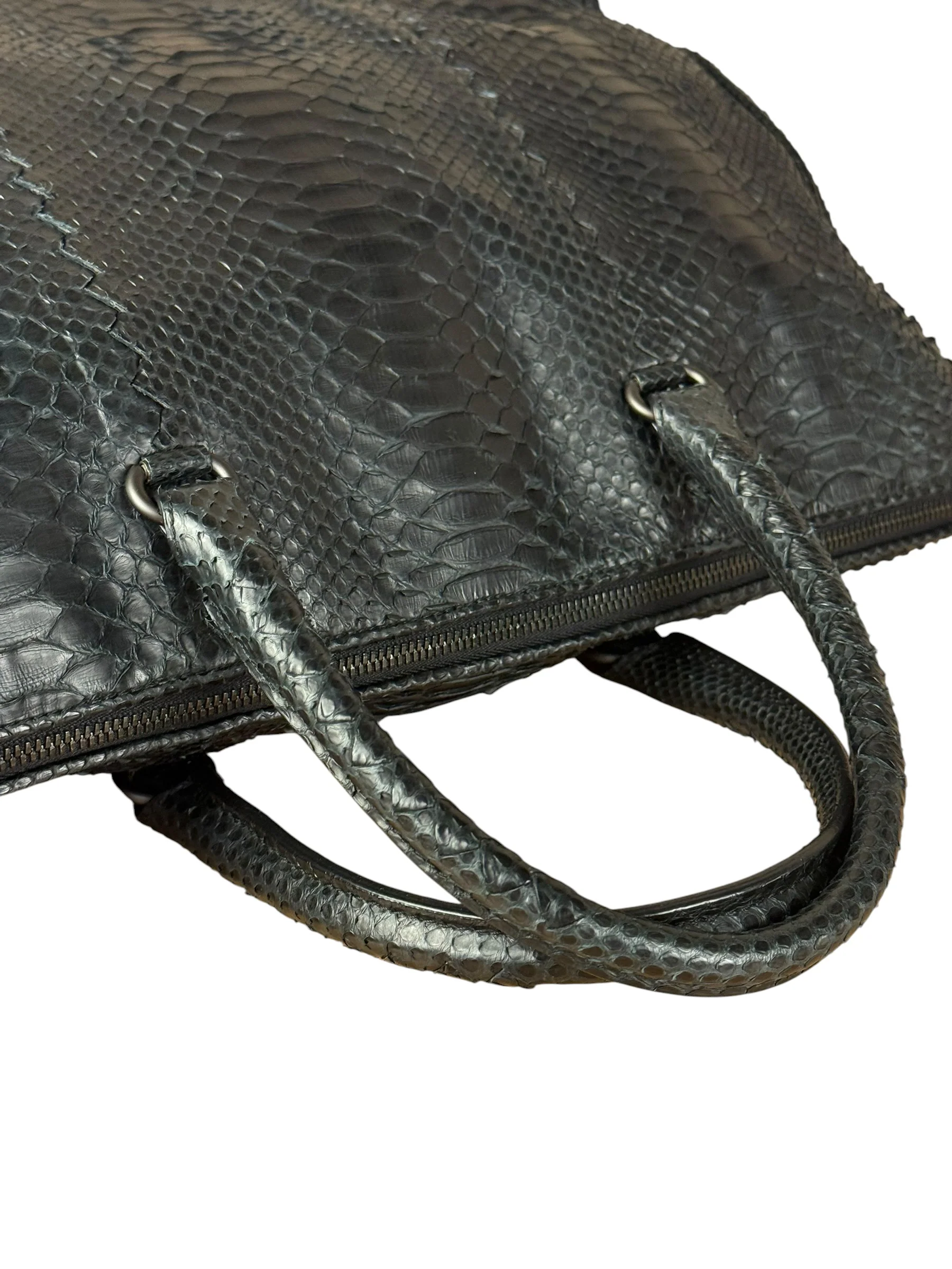 Bottega Veneta Black Snake Leather Brief Case - Image 14