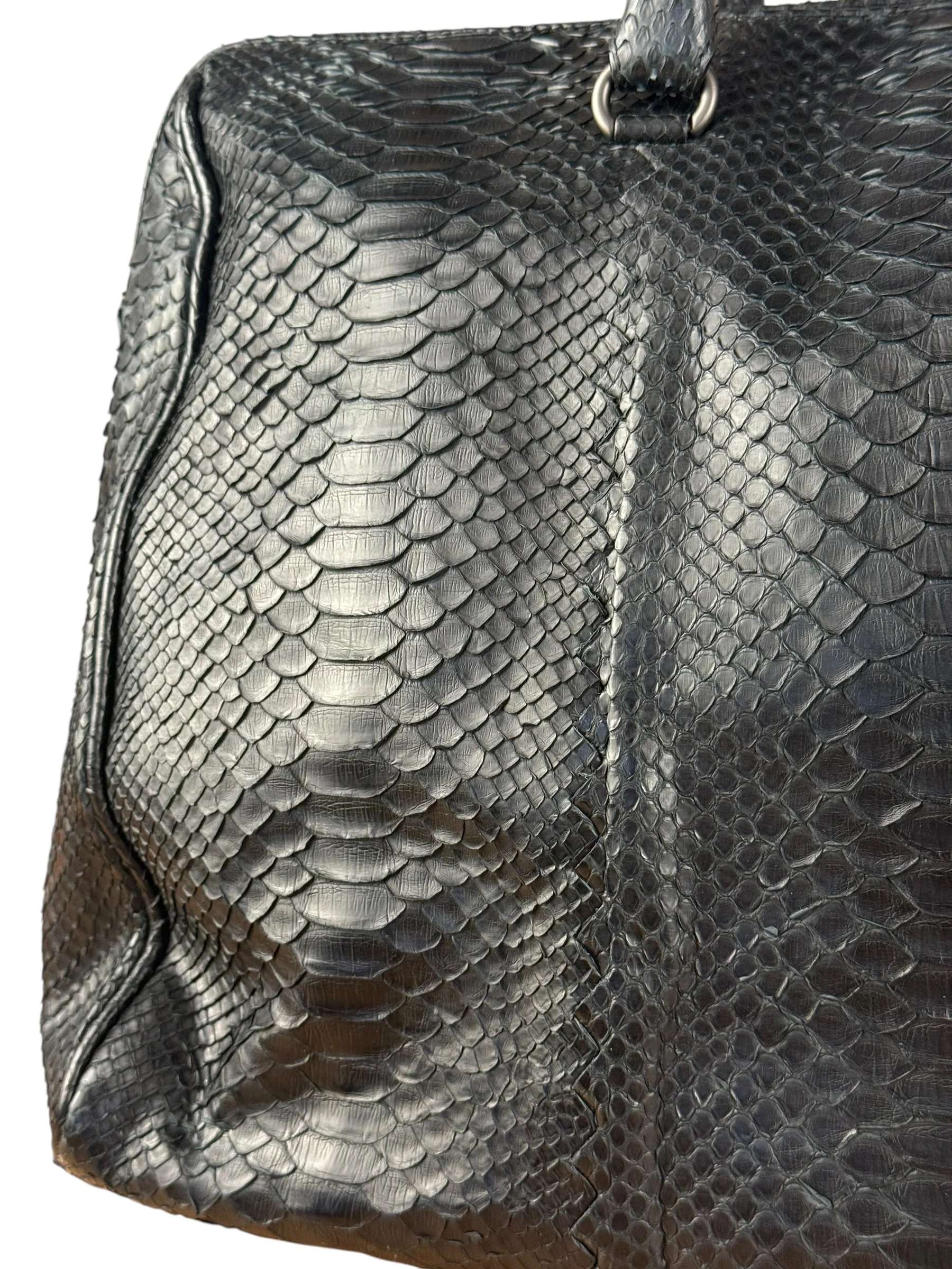 Bottega Veneta Black Snake Leather Brief Case - Image 4