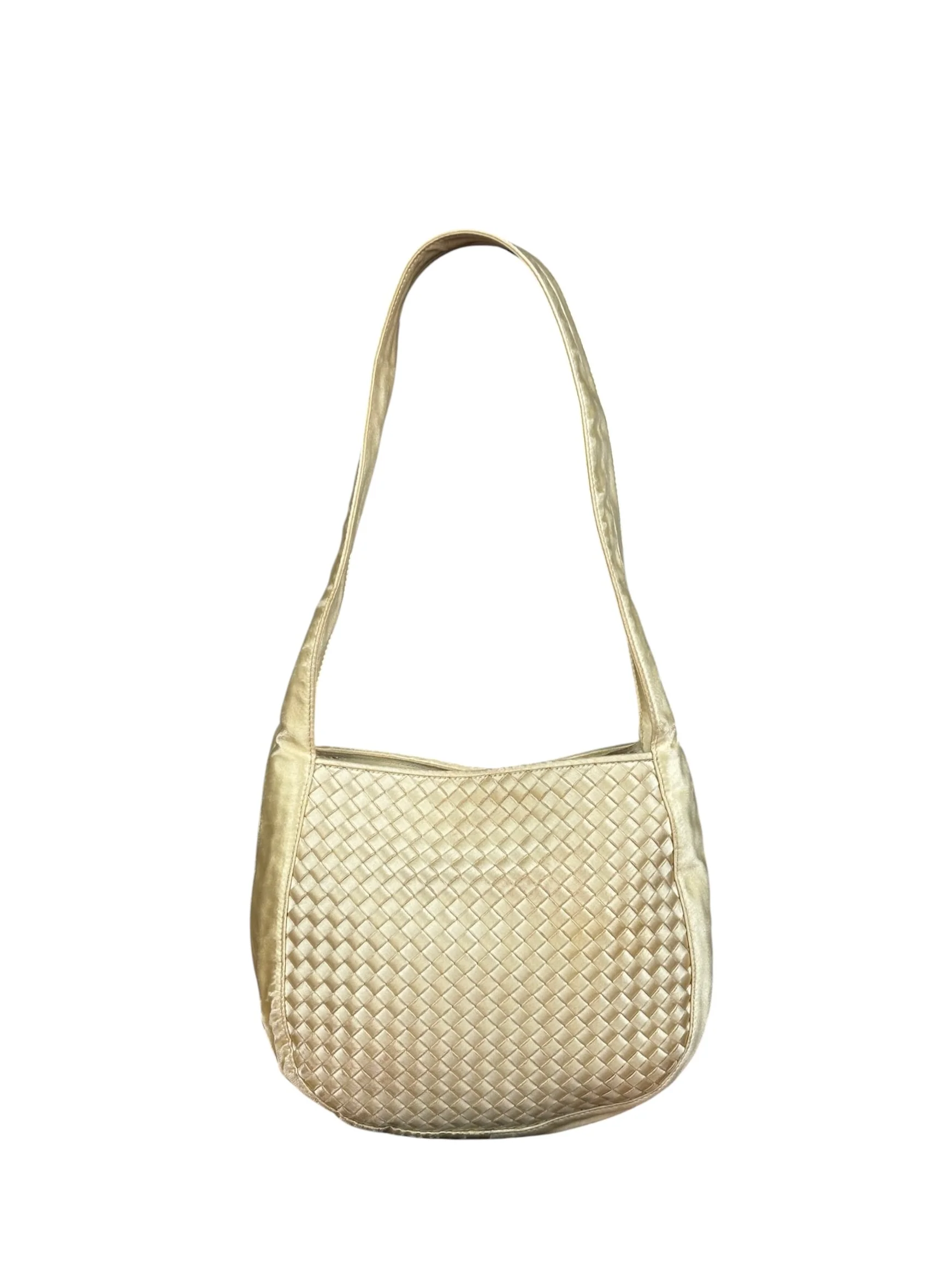 Bottega Veneta Butter Yellow Satin Intrecciato Shoulder Bag - Image 2
