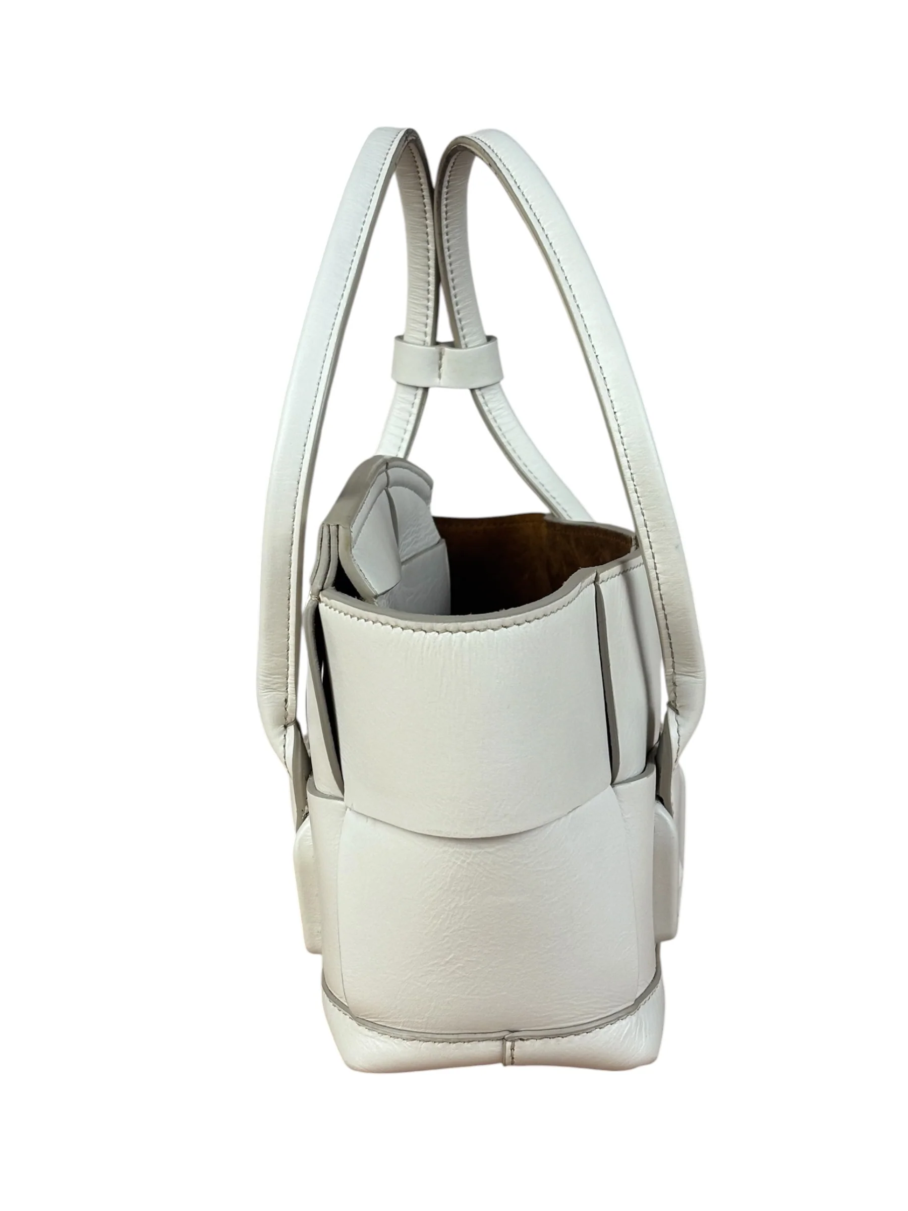 Bottega Veneta Cream Leather Mini Arco Two-Way Bag - Image 3