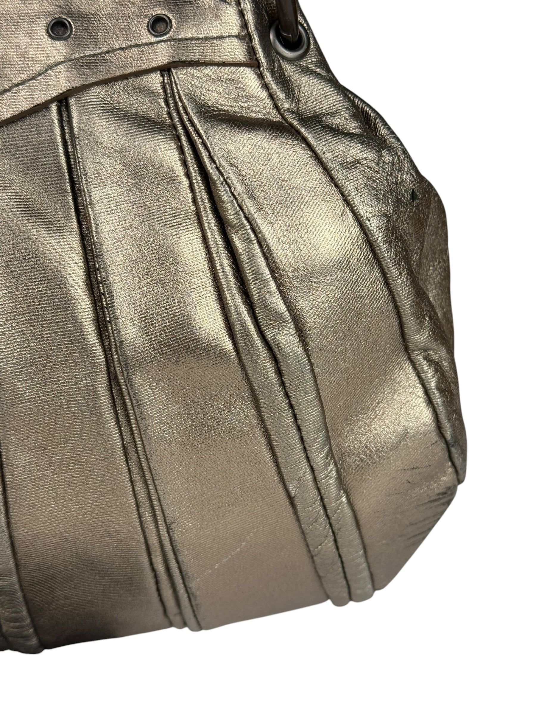 Bottega Veneta Metallic Pleated Shoulder Bag - Image 12