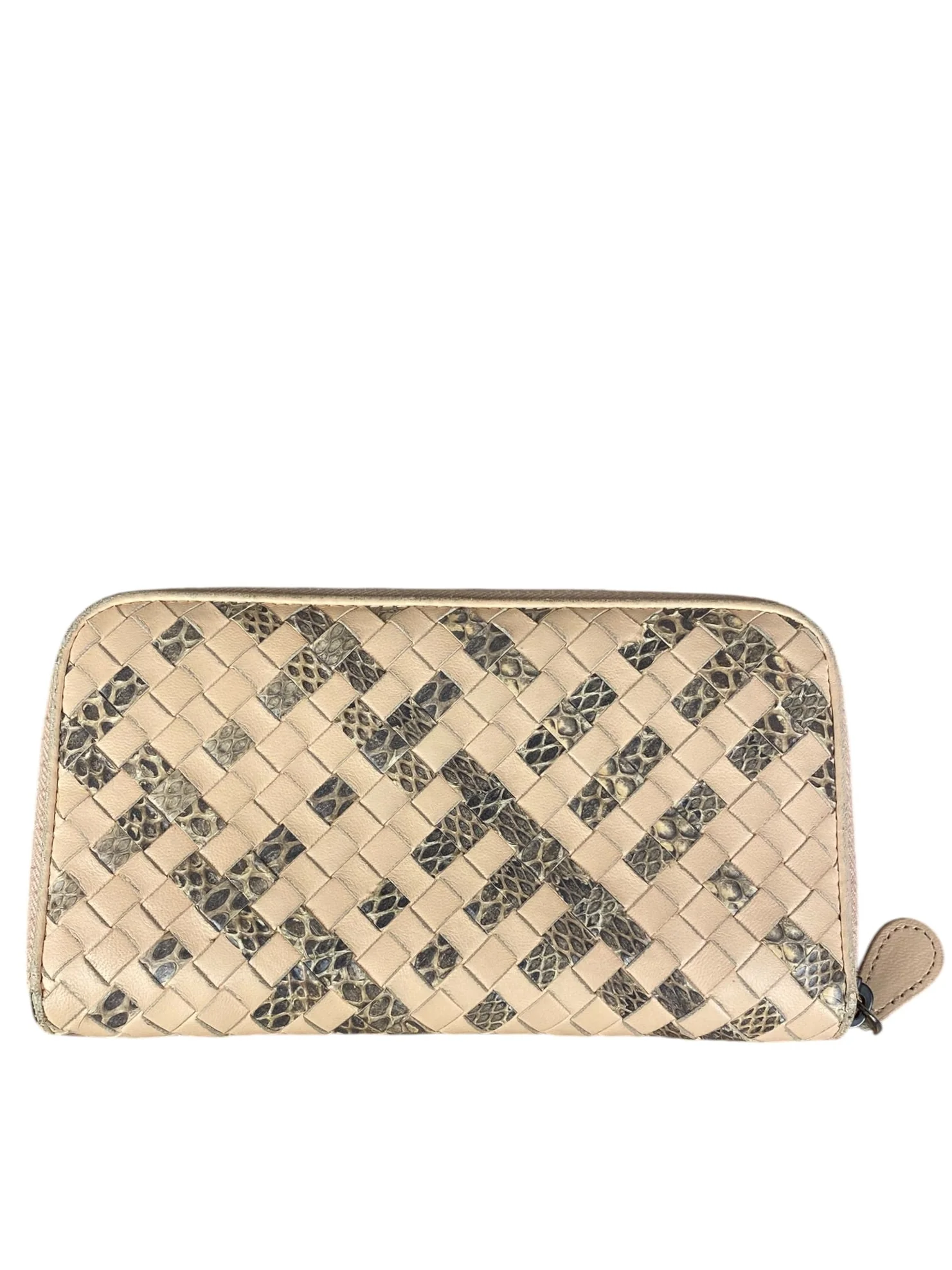 Bottega Veneta Pink Intreccio Snake Leather Long Wallet - Image 2