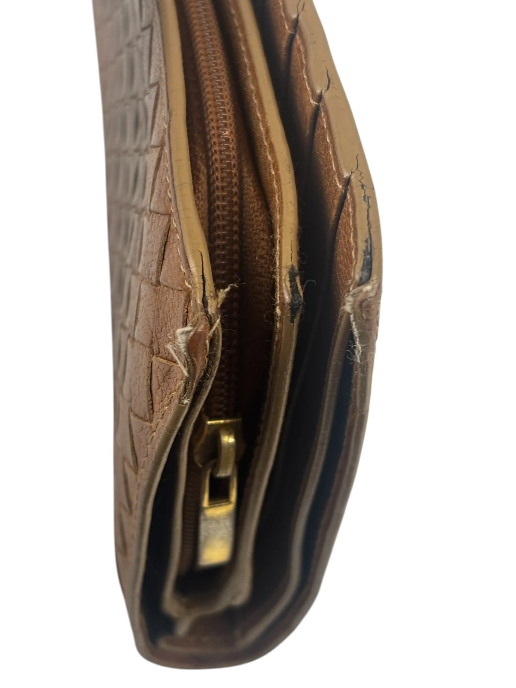 Bottega Veneta Vintage Brown Leather Woven Intrecciato Wallet - Image 11