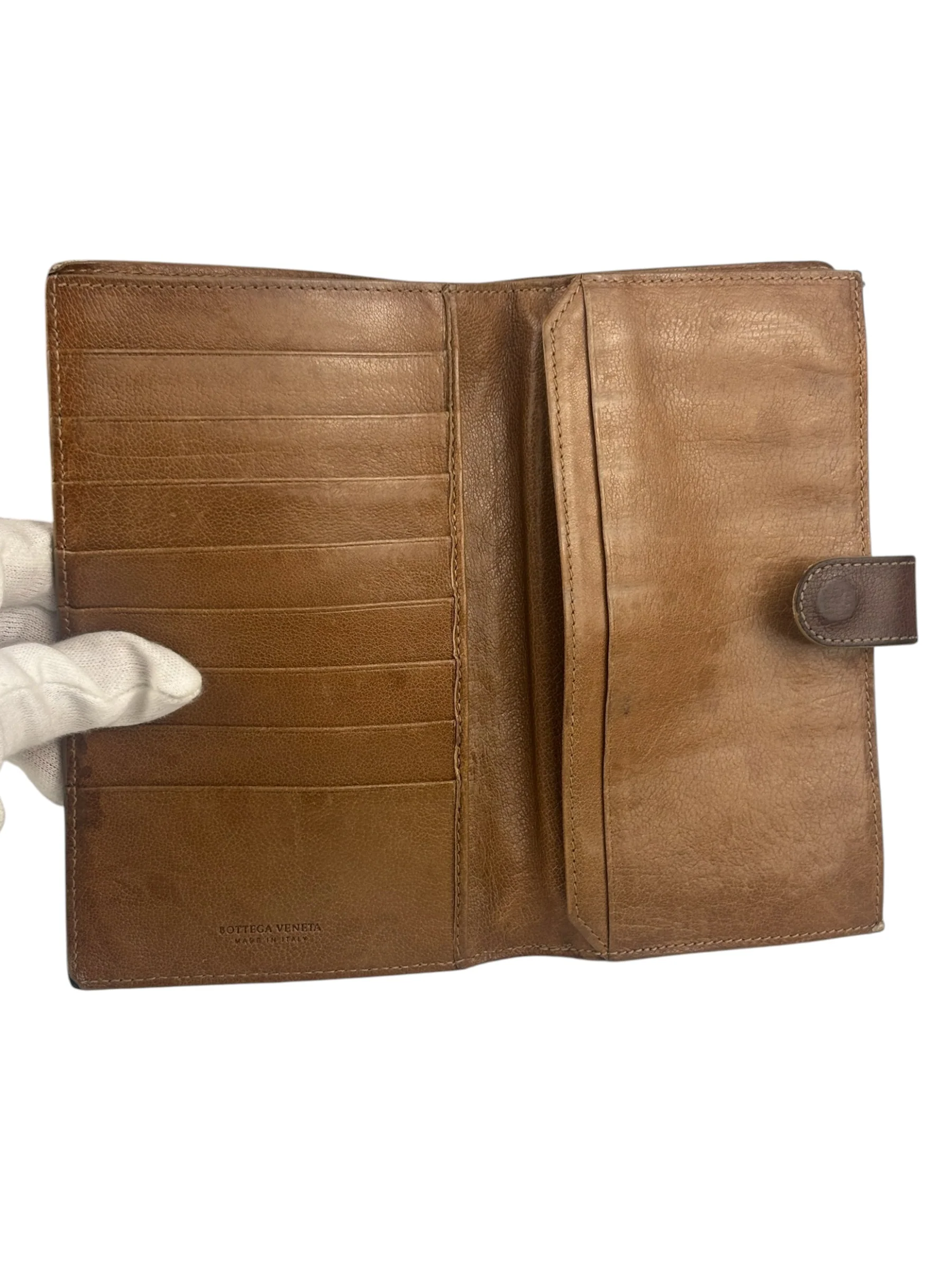 Bottega Veneta Vintage Brown Leather Woven Intrecciato Wallet - Image 13