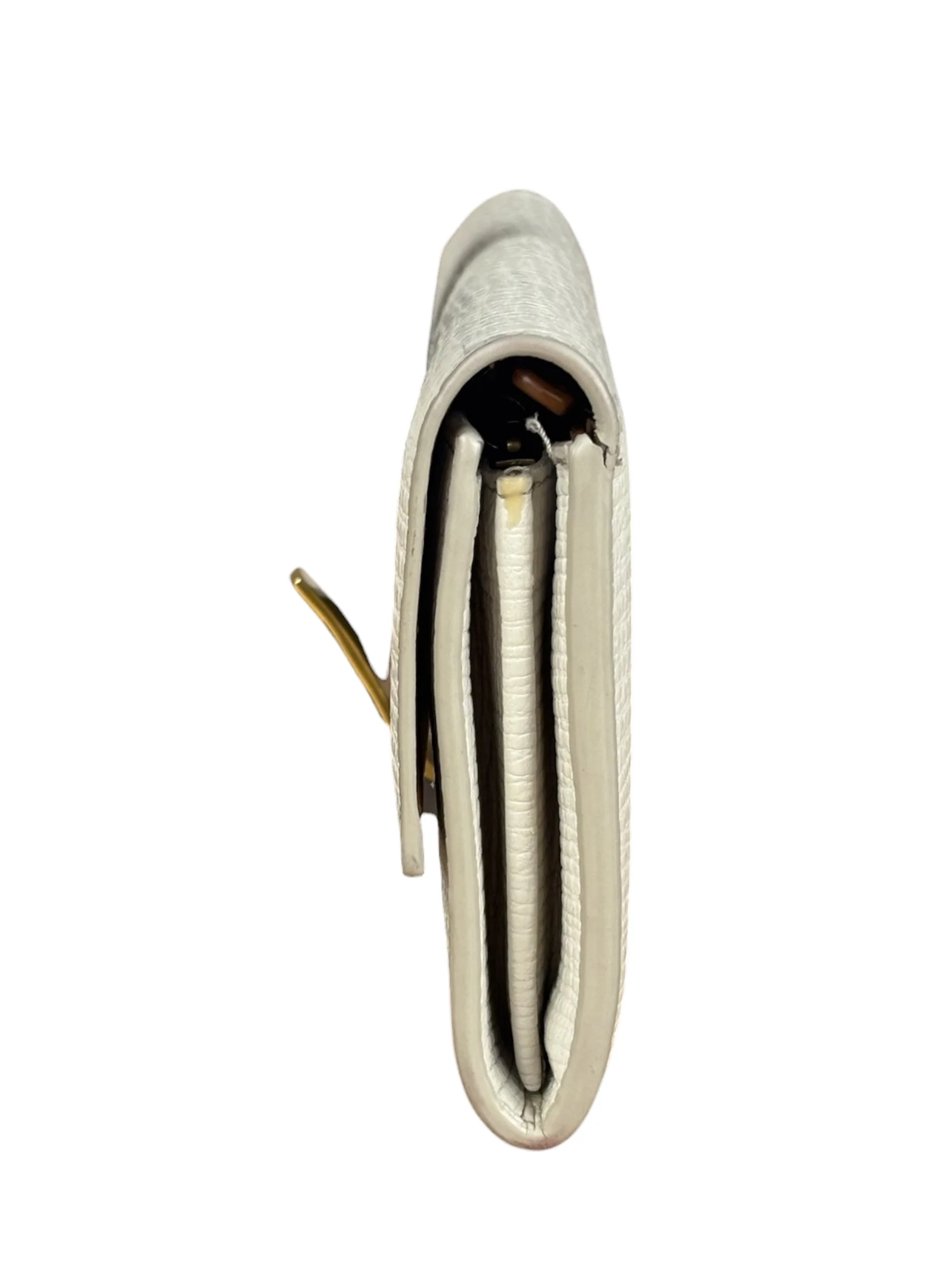 Bottega Veneta White Leather Palmellato Angle Long Wallet - Image 3