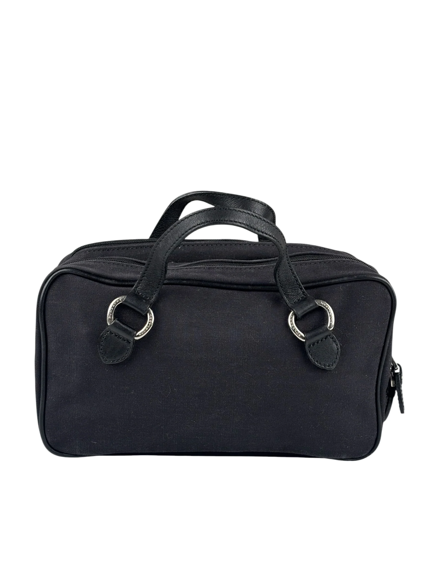 Burberry Black Leather Trim Canvas Pouch Bag - Image 2