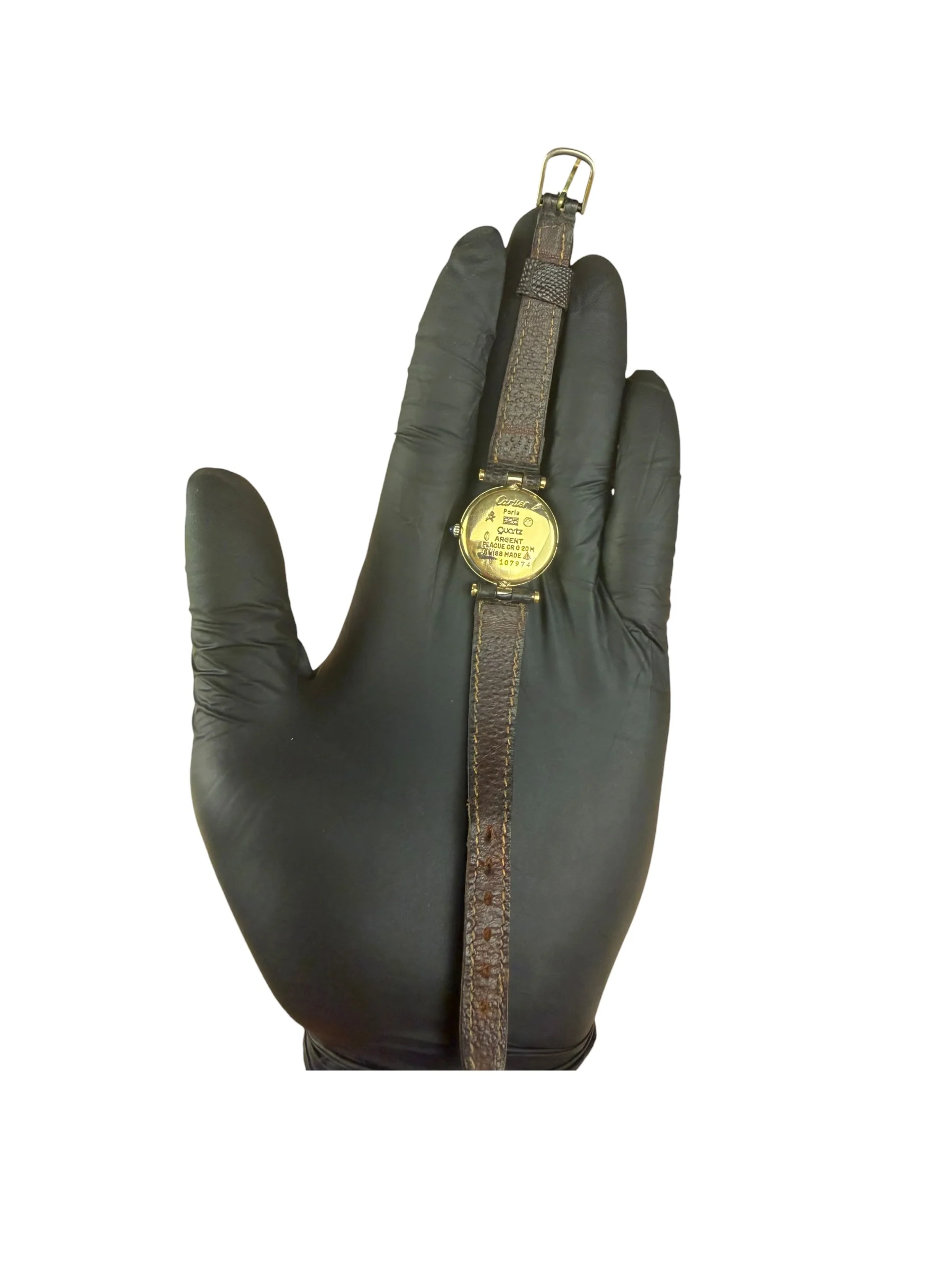 Cartier Must De Vendome Vermeil Cream Roman Dial Brown Strap - Image 5