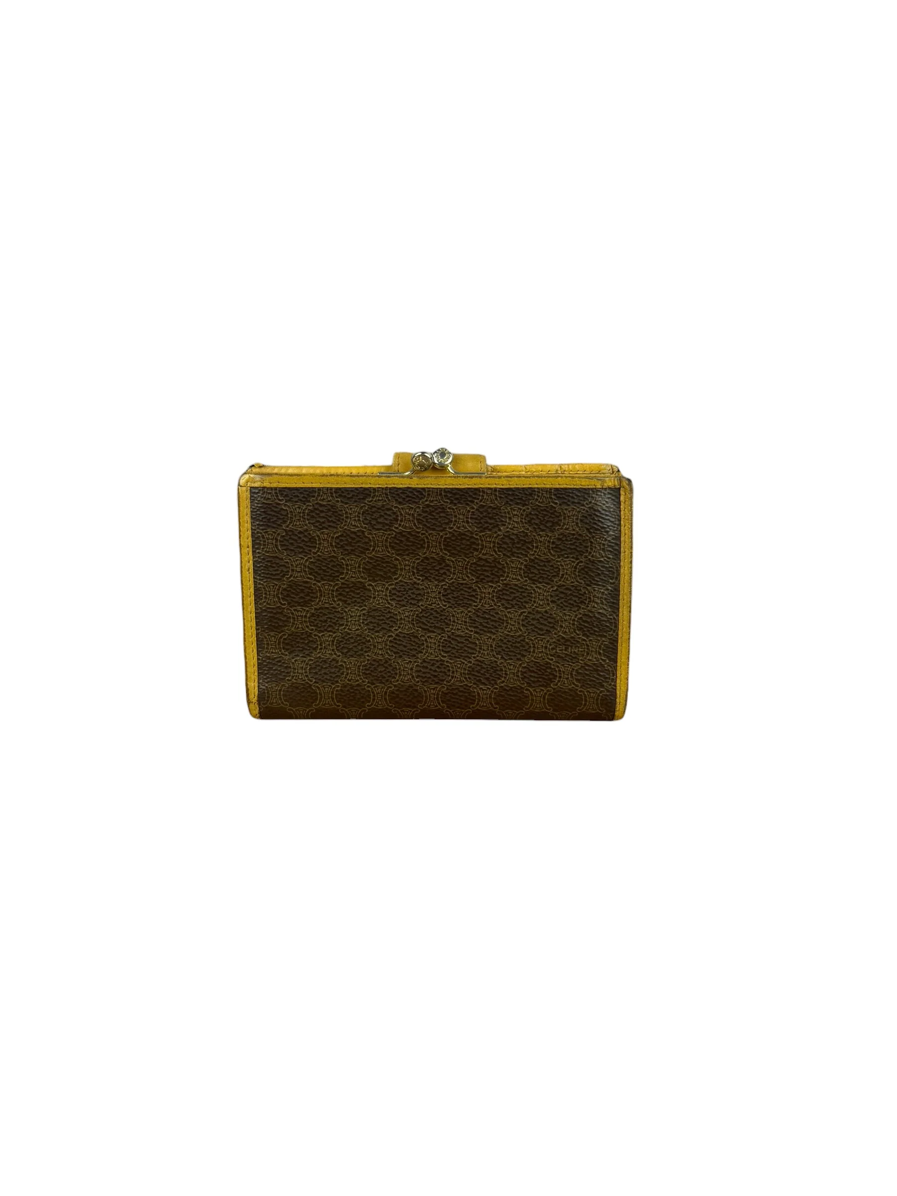 Celine Vintage Brown Macadam Bifold Kisslock Wallet - Image 13