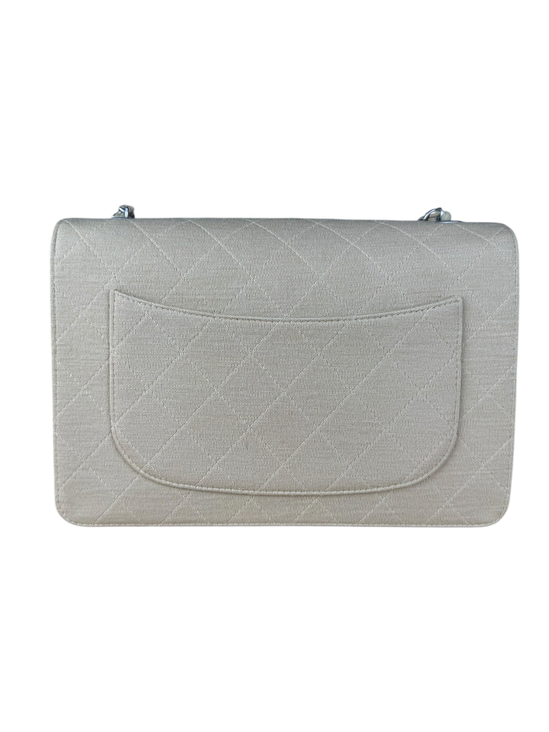 Chanel Beige Quilted Jersey Chain Flap Bag 1998 - Image 7