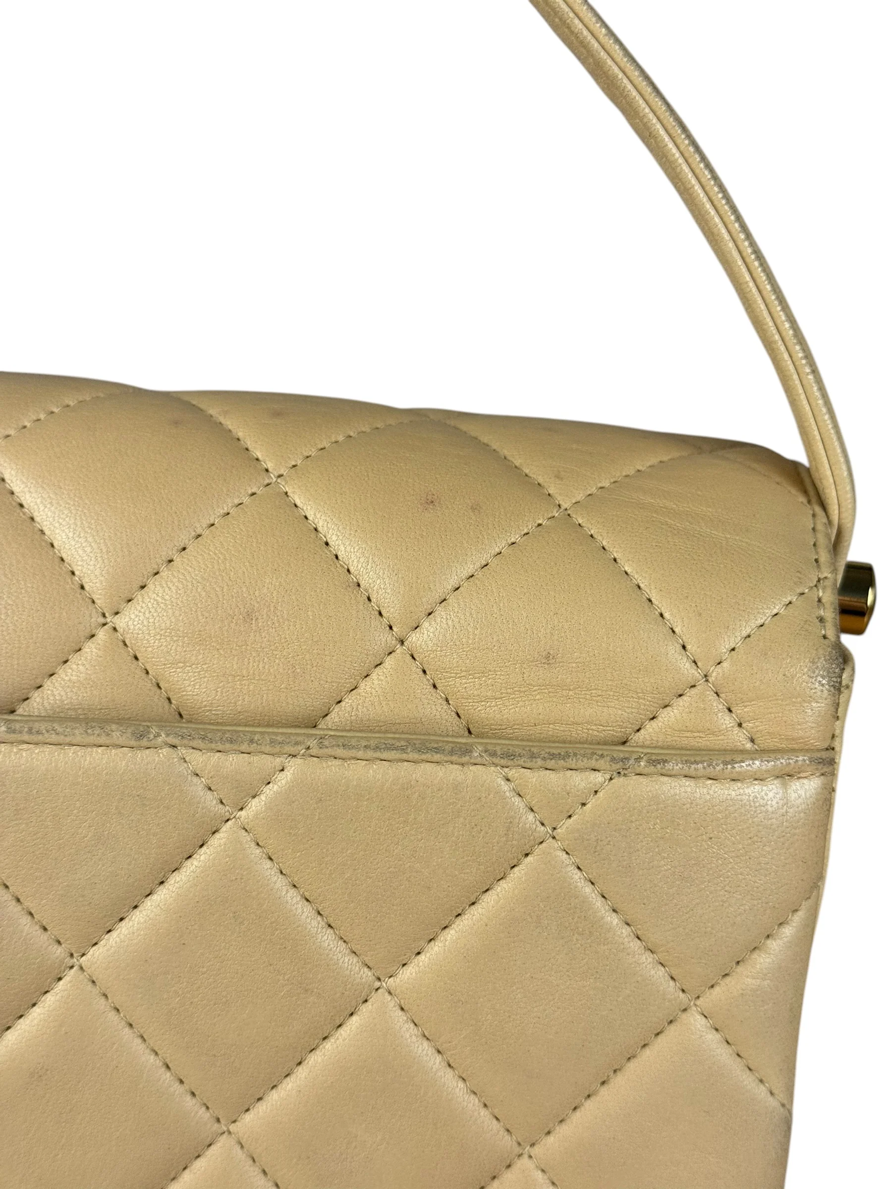 Chanel Beige Quilted Leather Envelope Flap Bag 1997 - Image 10
