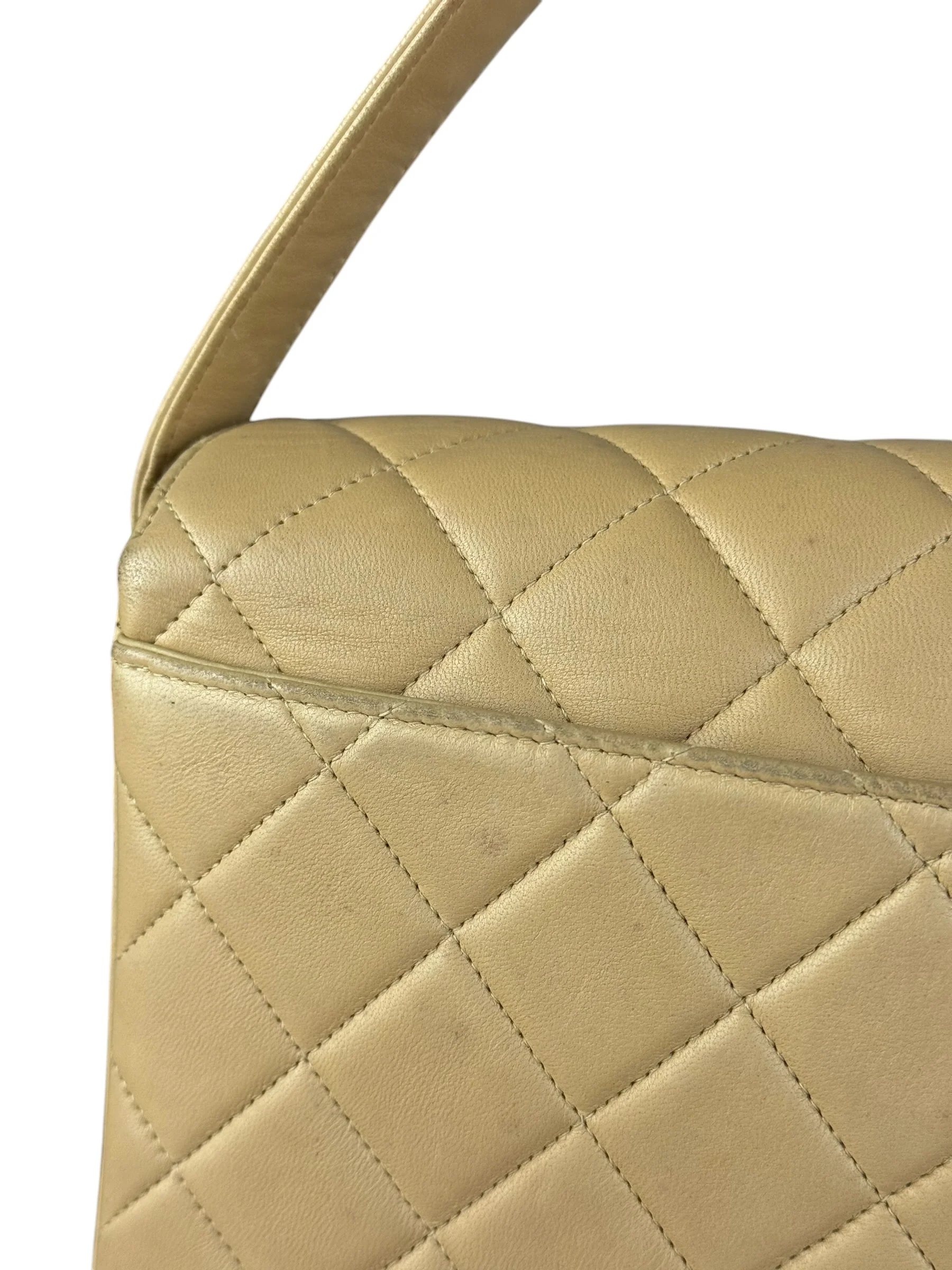 Chanel Beige Quilted Leather Envelope Flap Bag 1997 - Image 11