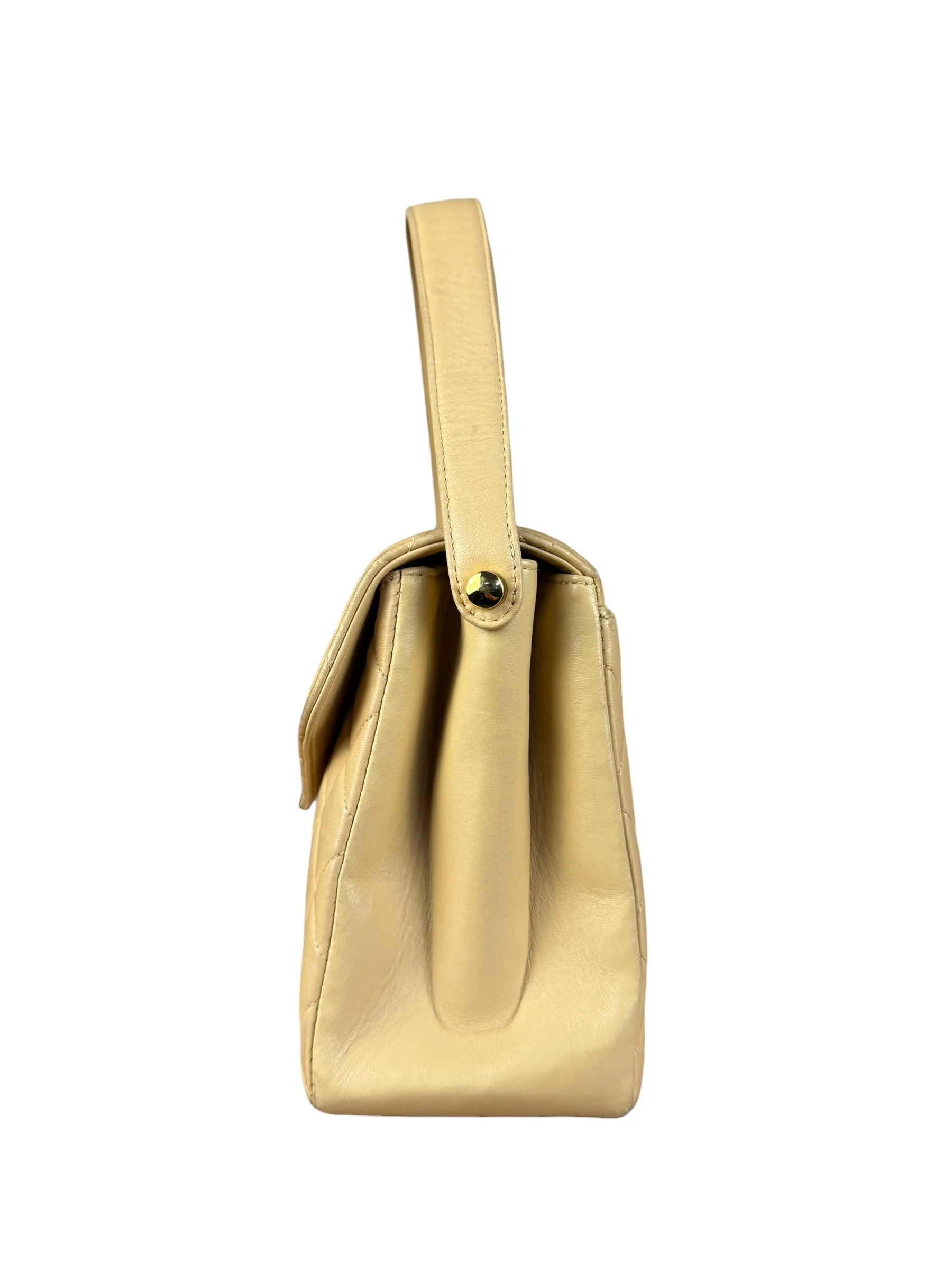 Chanel Beige Quilted Leather Envelope Flap Bag 1997 - Image 5