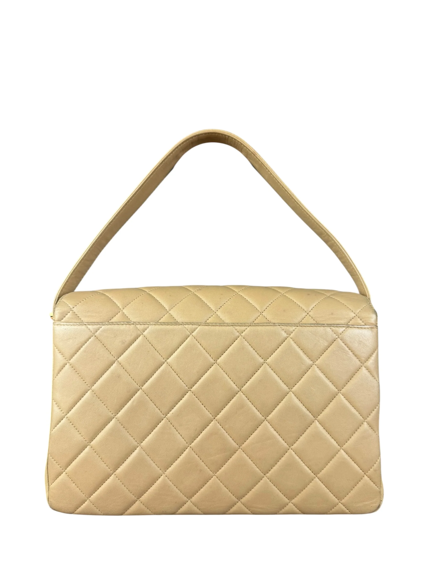 Chanel Beige Quilted Leather Envelope Flap Bag 1997 - Image 9