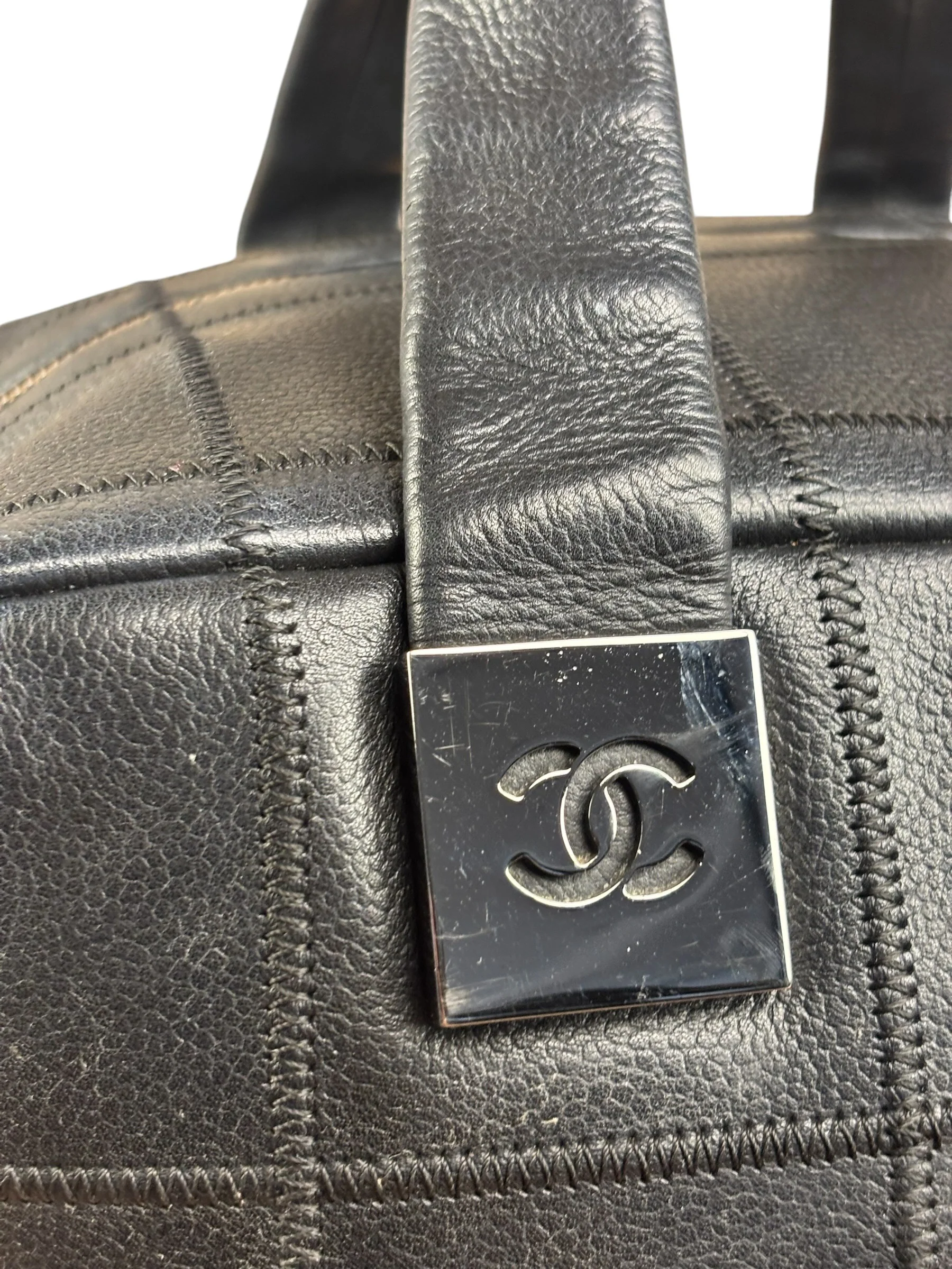 Chanel Black Chocolate Bar Bowling Hand Bag - 2003 - Image 9