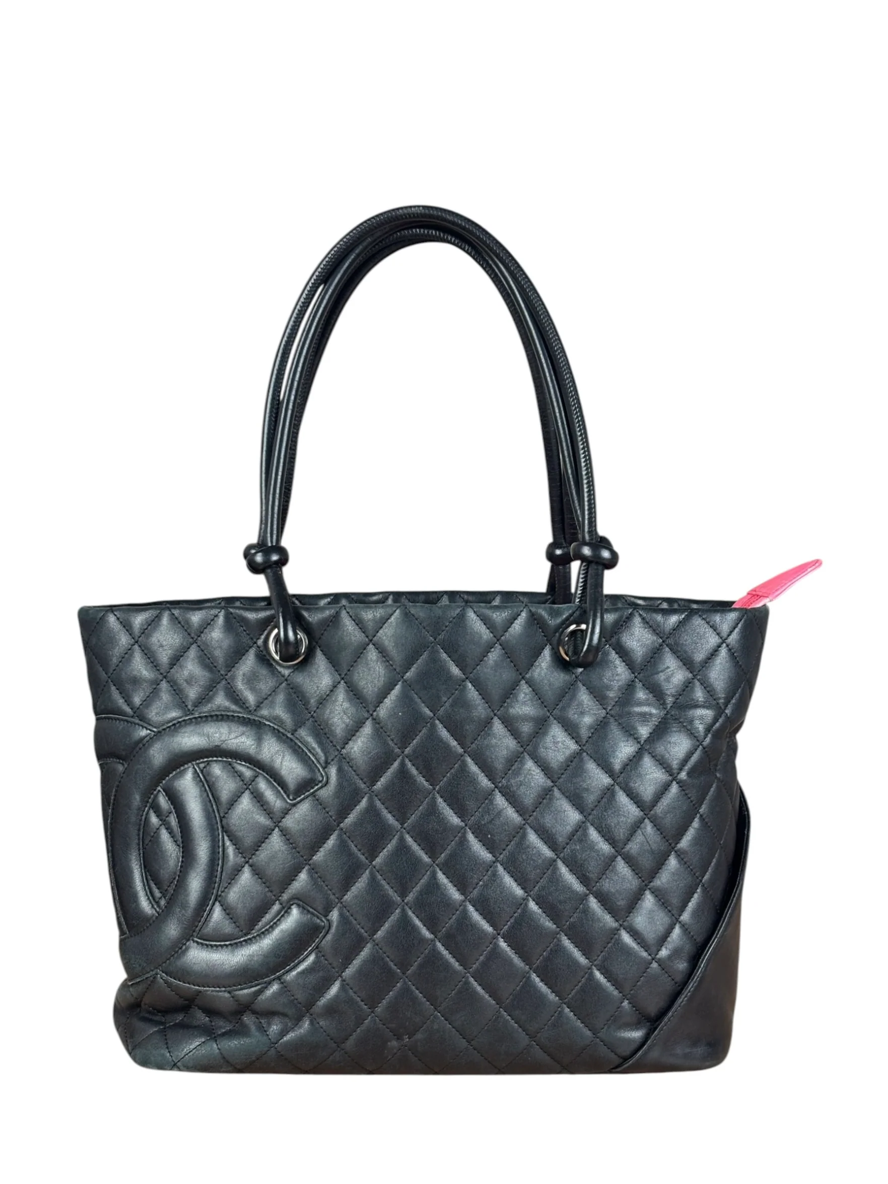 Chanel Black Leather Cambon Ligne large Tote Shoulder Bag 2004