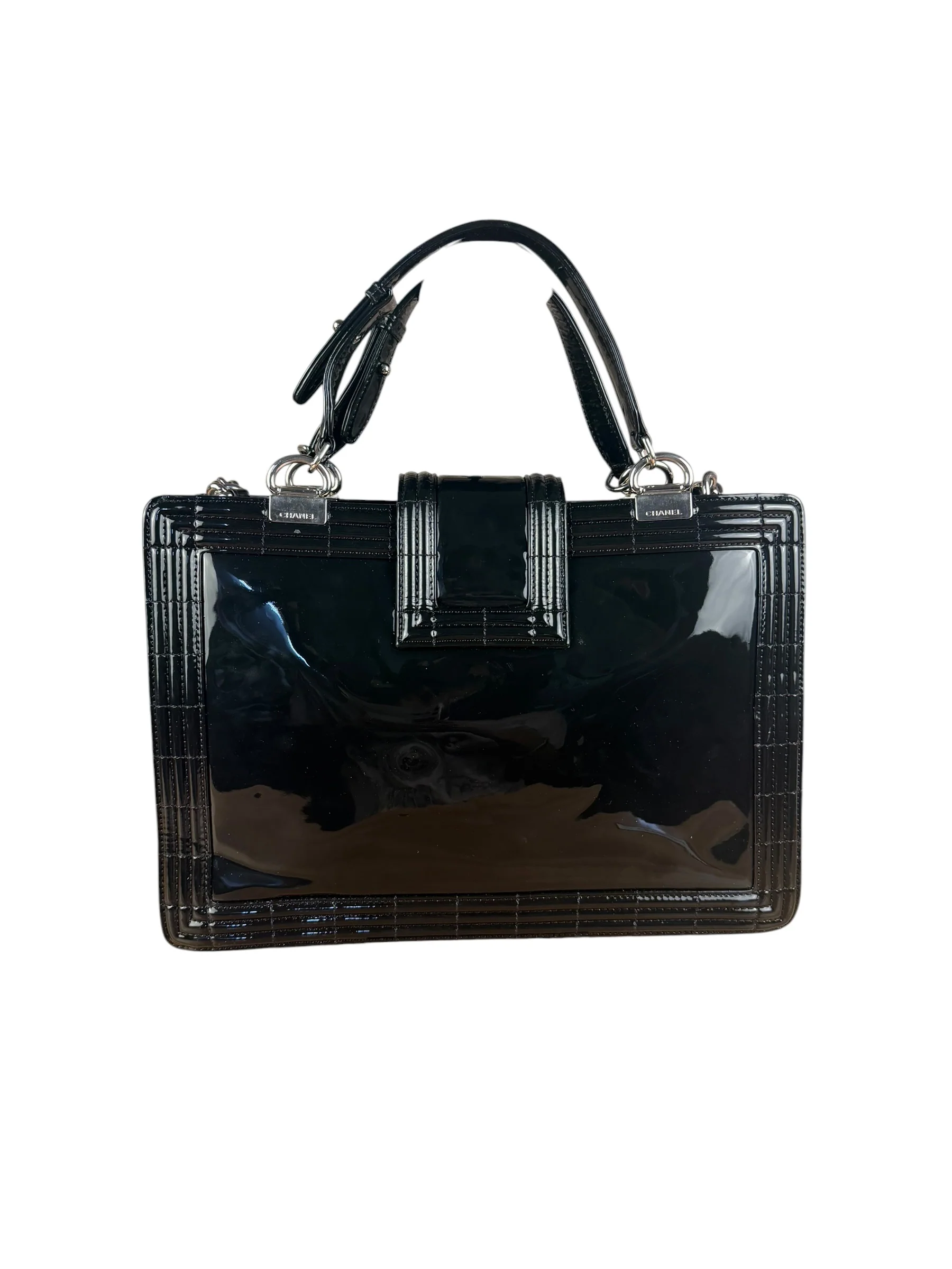 Chanel Black Patent Leather Boy Tote Two-Way Bag 2012 - Image 17