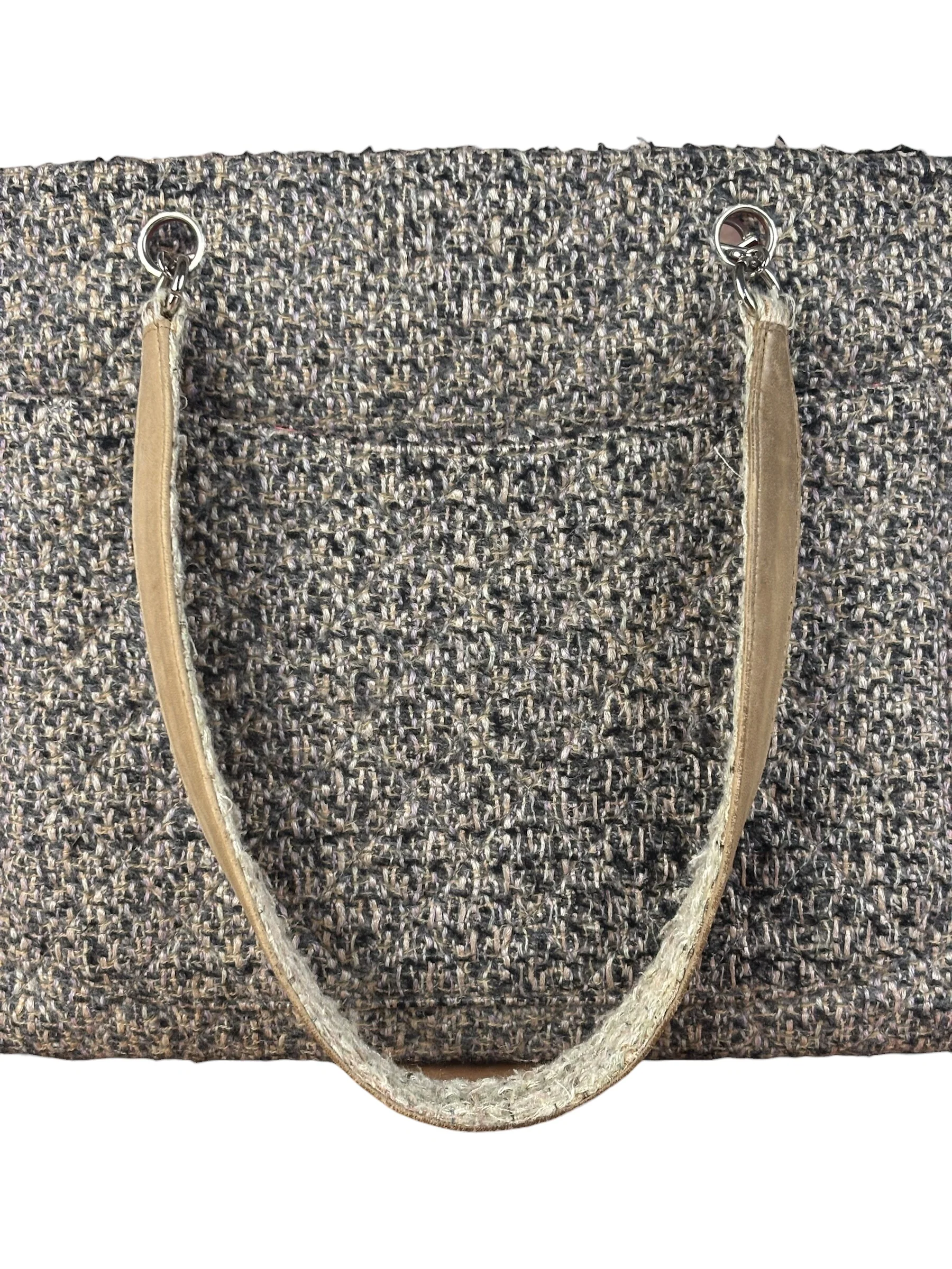 Chanel Grey Tweed Cambon Line Tote Bag 2004 - Image 12