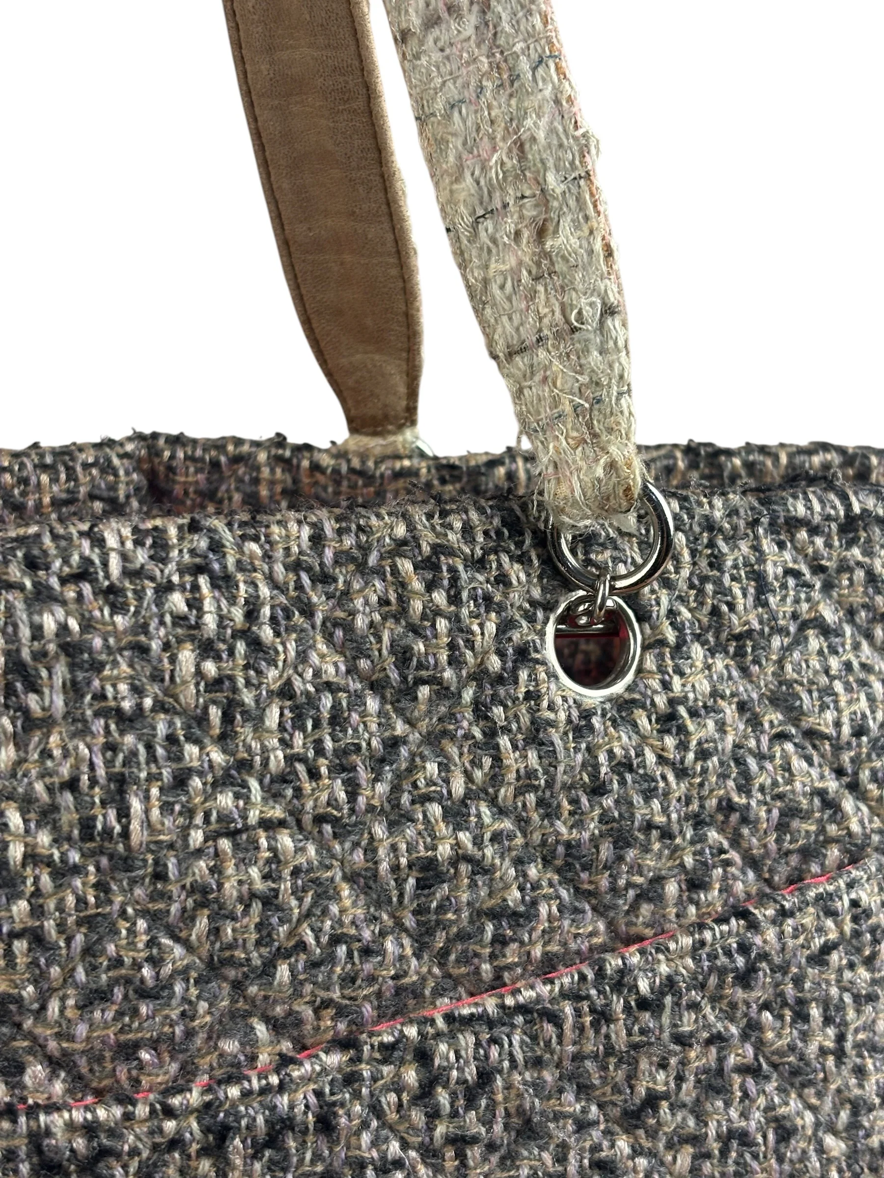 Chanel Grey Tweed Cambon Line Tote Bag 2004 - Image 3