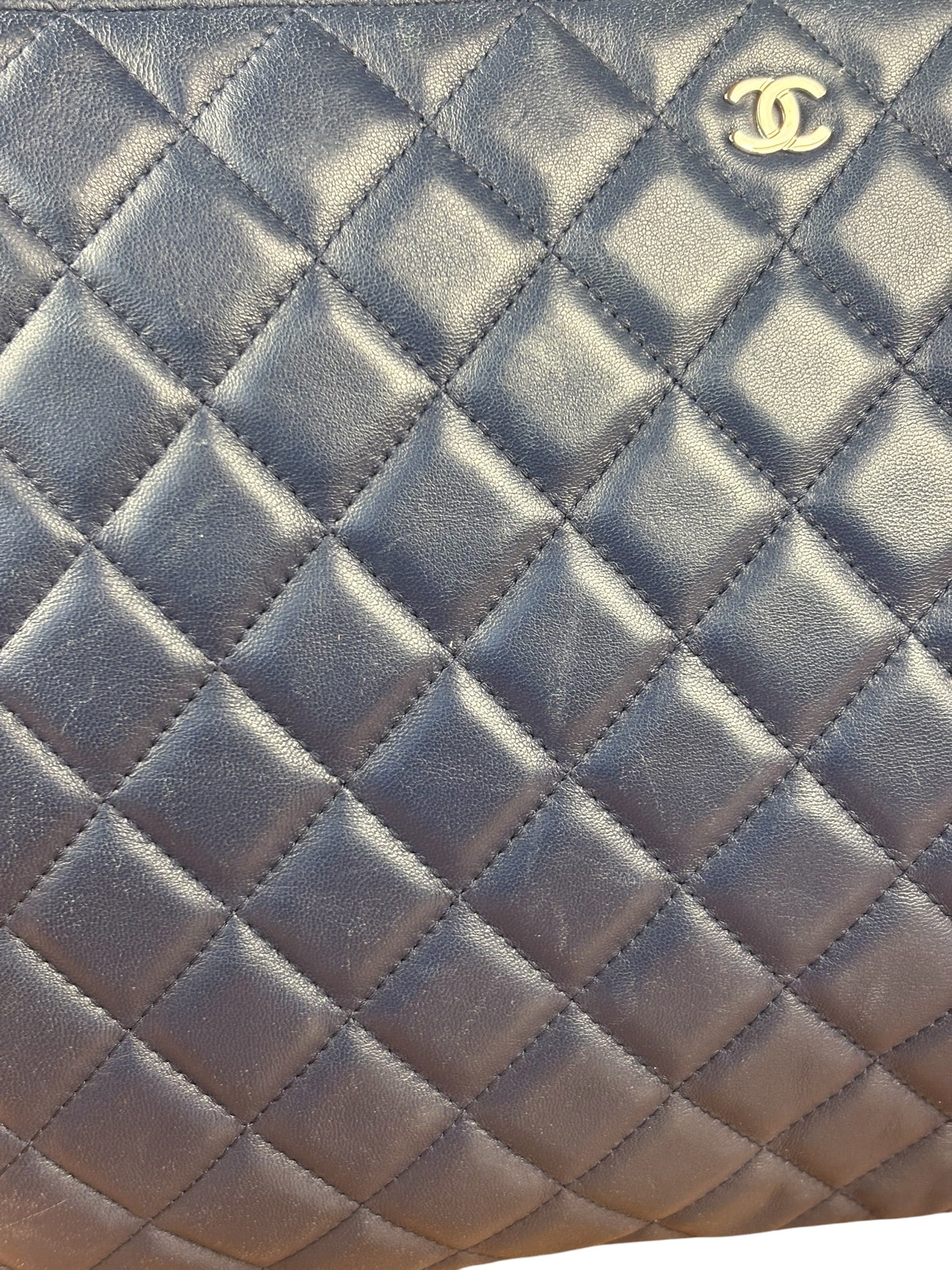 Chanel Navy Blue Leather Classic O-Case Clutch Pouch 2016 - Image 13