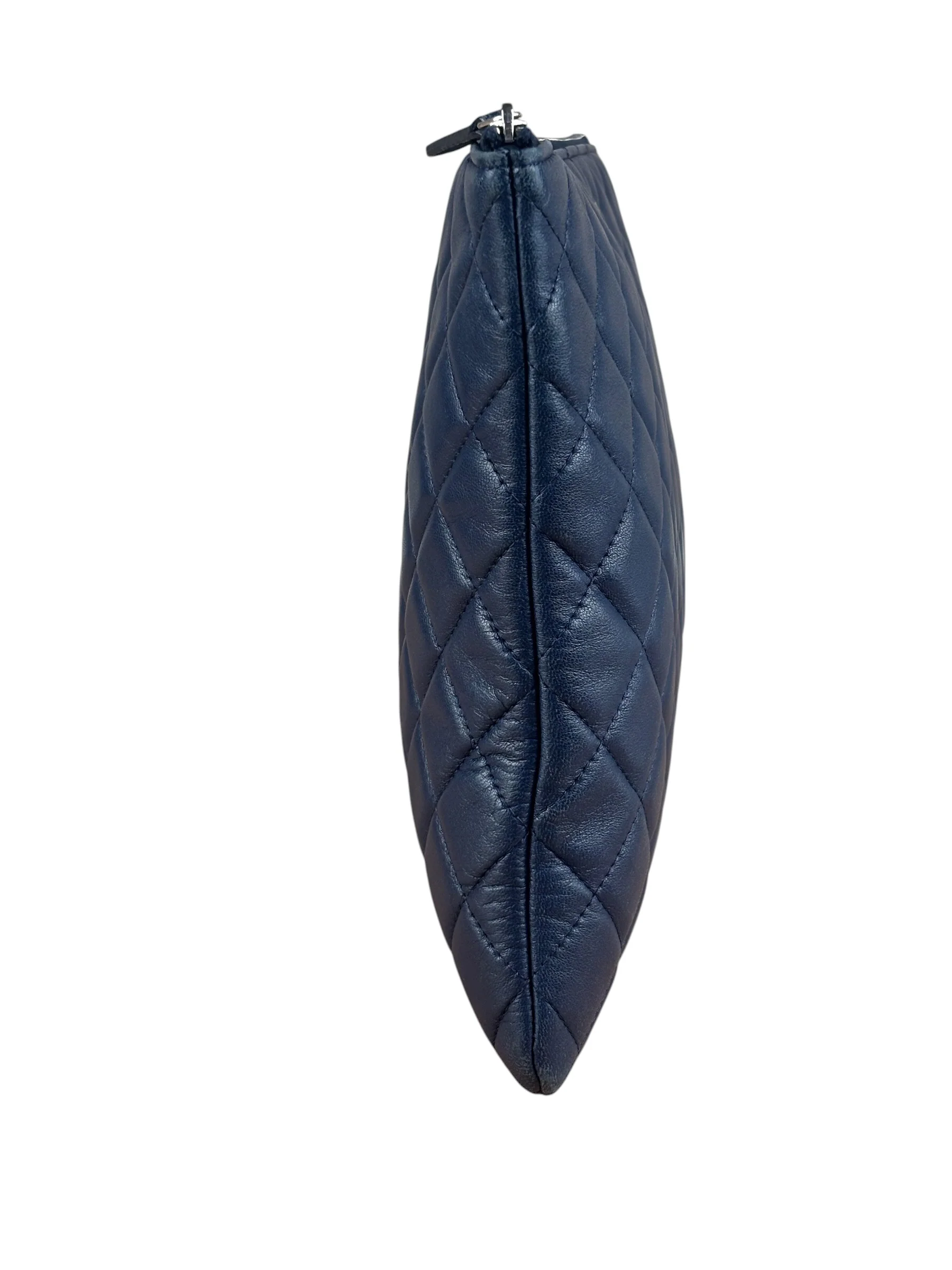 Chanel Navy Blue Leather Classic O-Case Clutch Pouch 2016 - Image 4