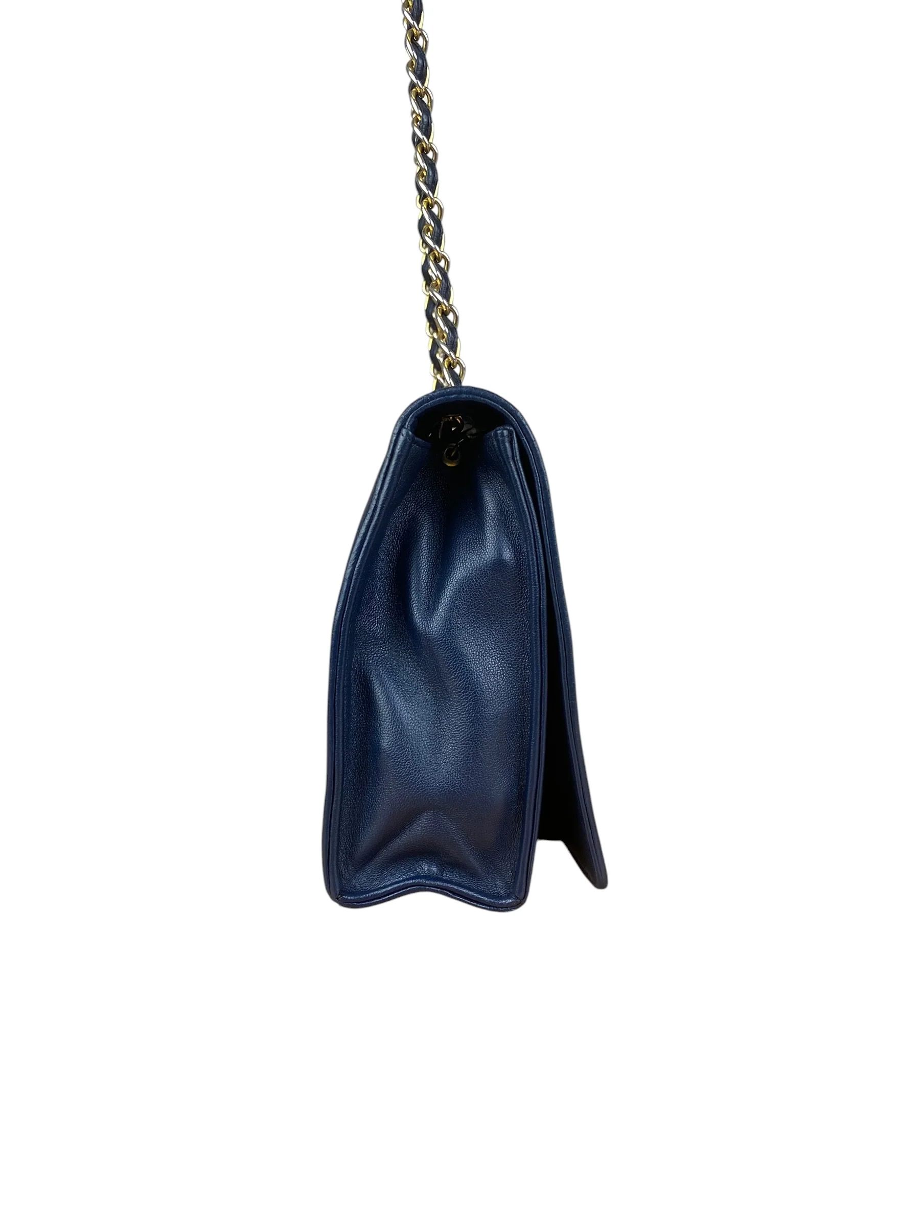 Chanel Navy Leather Diamond Stitch Flap Bag 1988 - Image 5