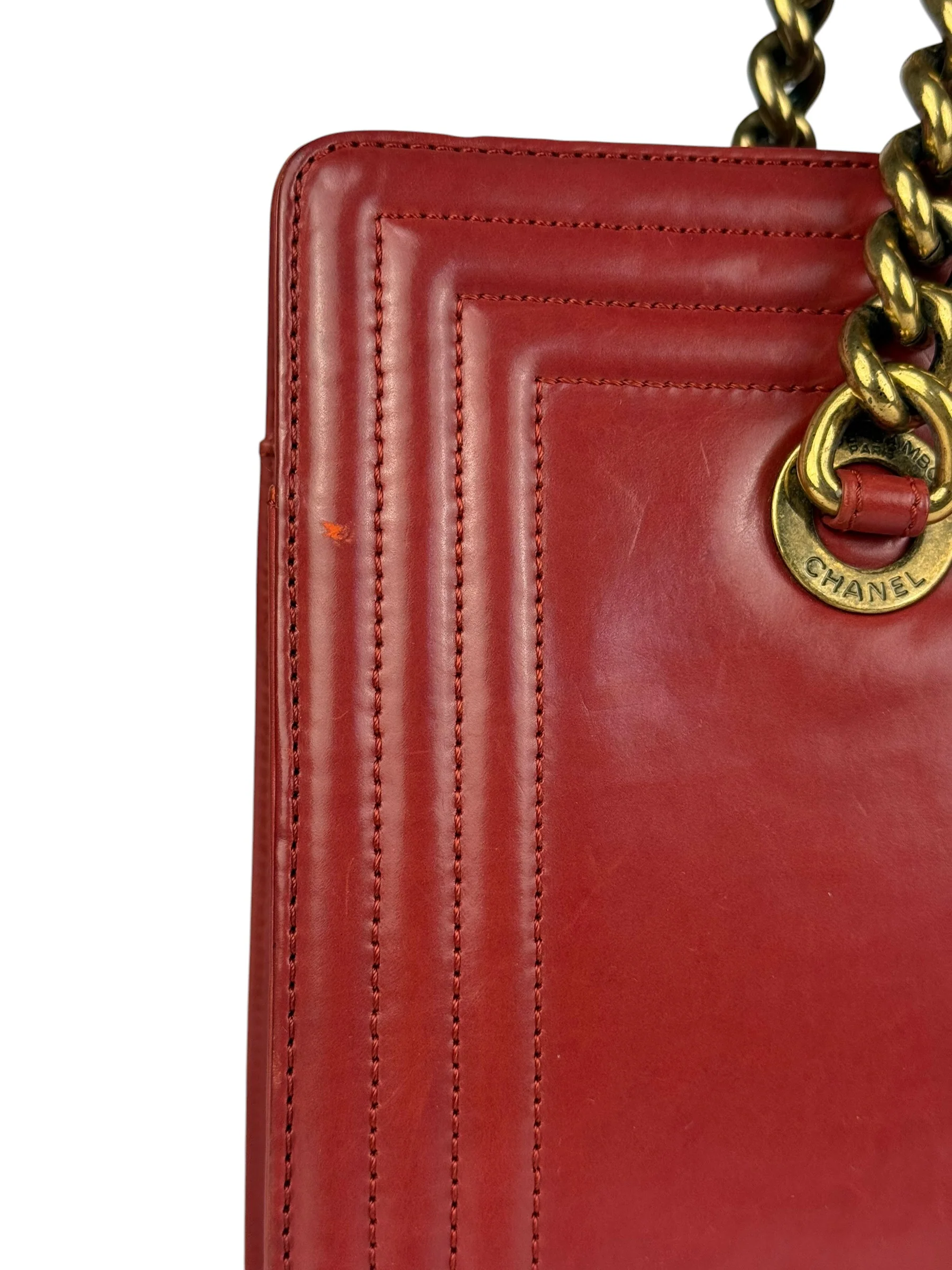 Chanel Red Leather Large Jetsetter Boy 2Way Handbag 2011 - Image 9