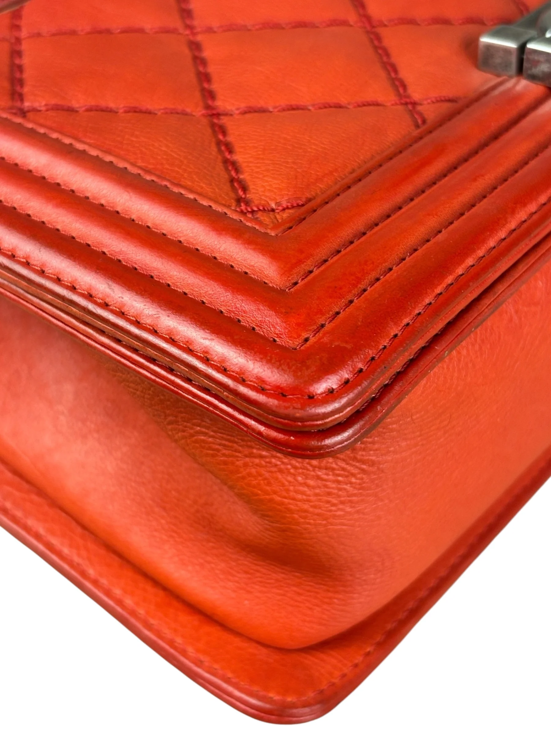 Chanel Red Quilted Double Stitch Boy Bag 2014 - Image 12