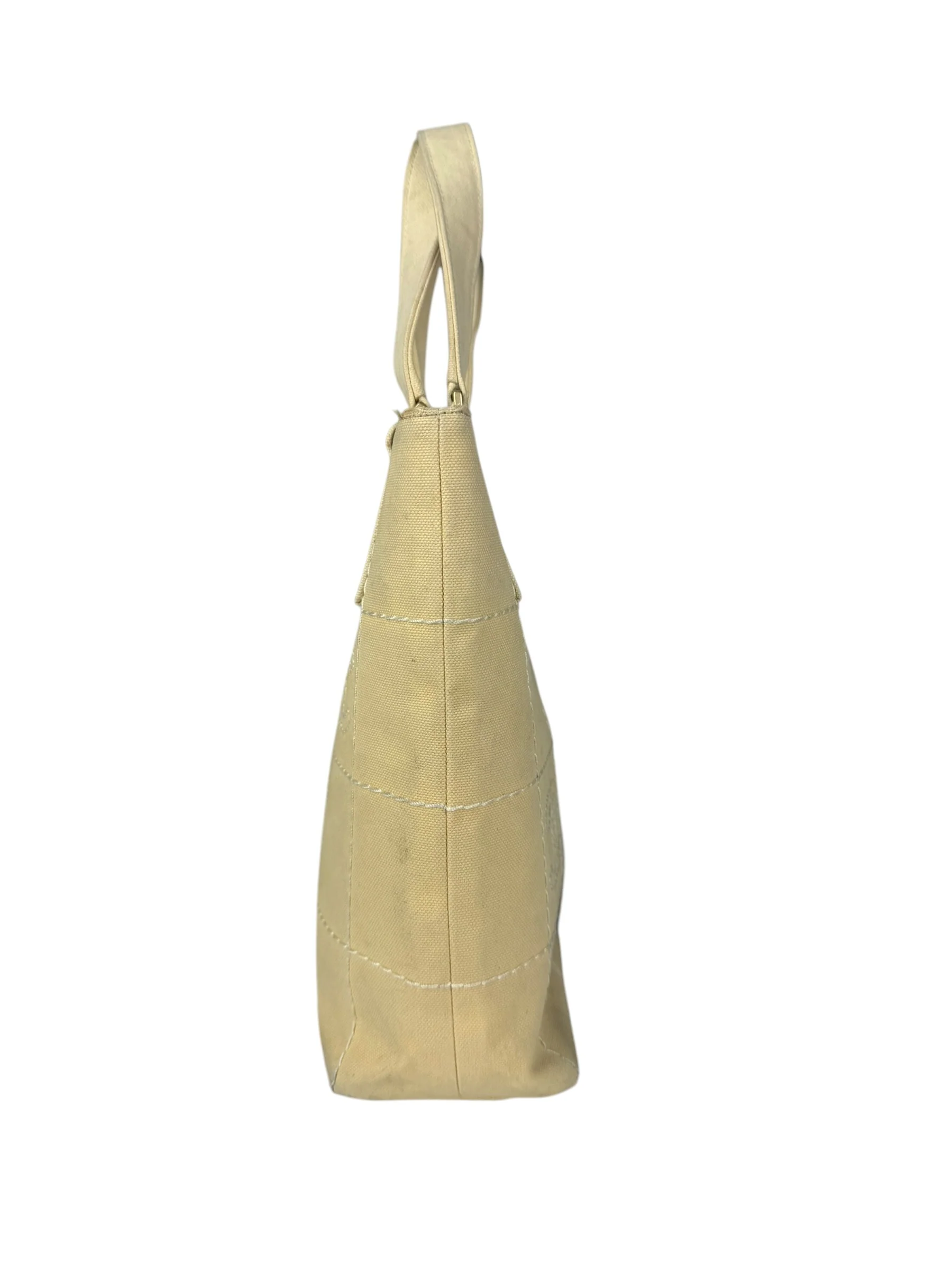 Chanel Vintage Beige Canvas Quilted Chocolate Bar Tote 2003 - Image 17