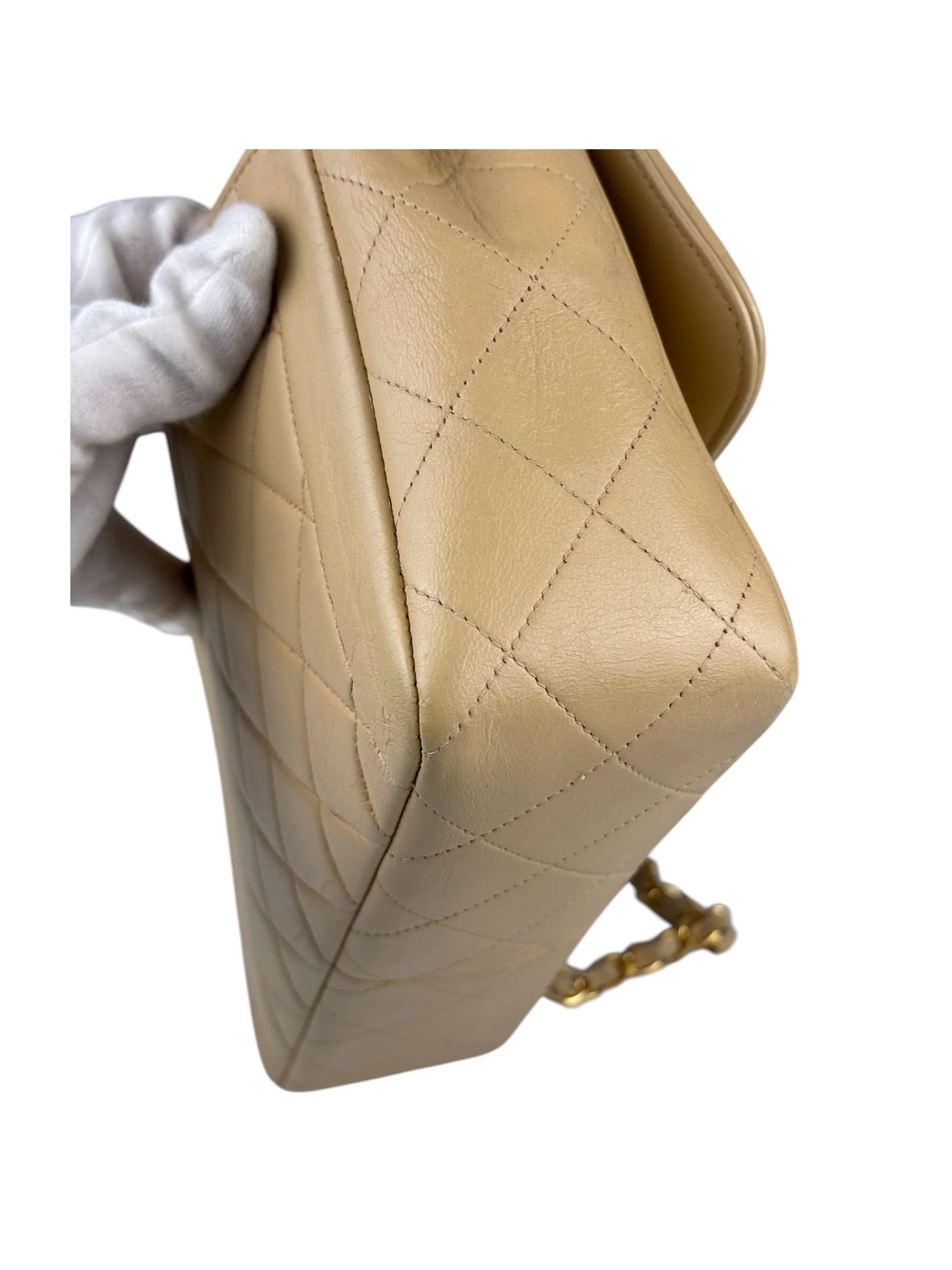 Chanel Vintage Beige Clair Quilted Leather Classic Flap Shoulder Bag 1955 - Image 10