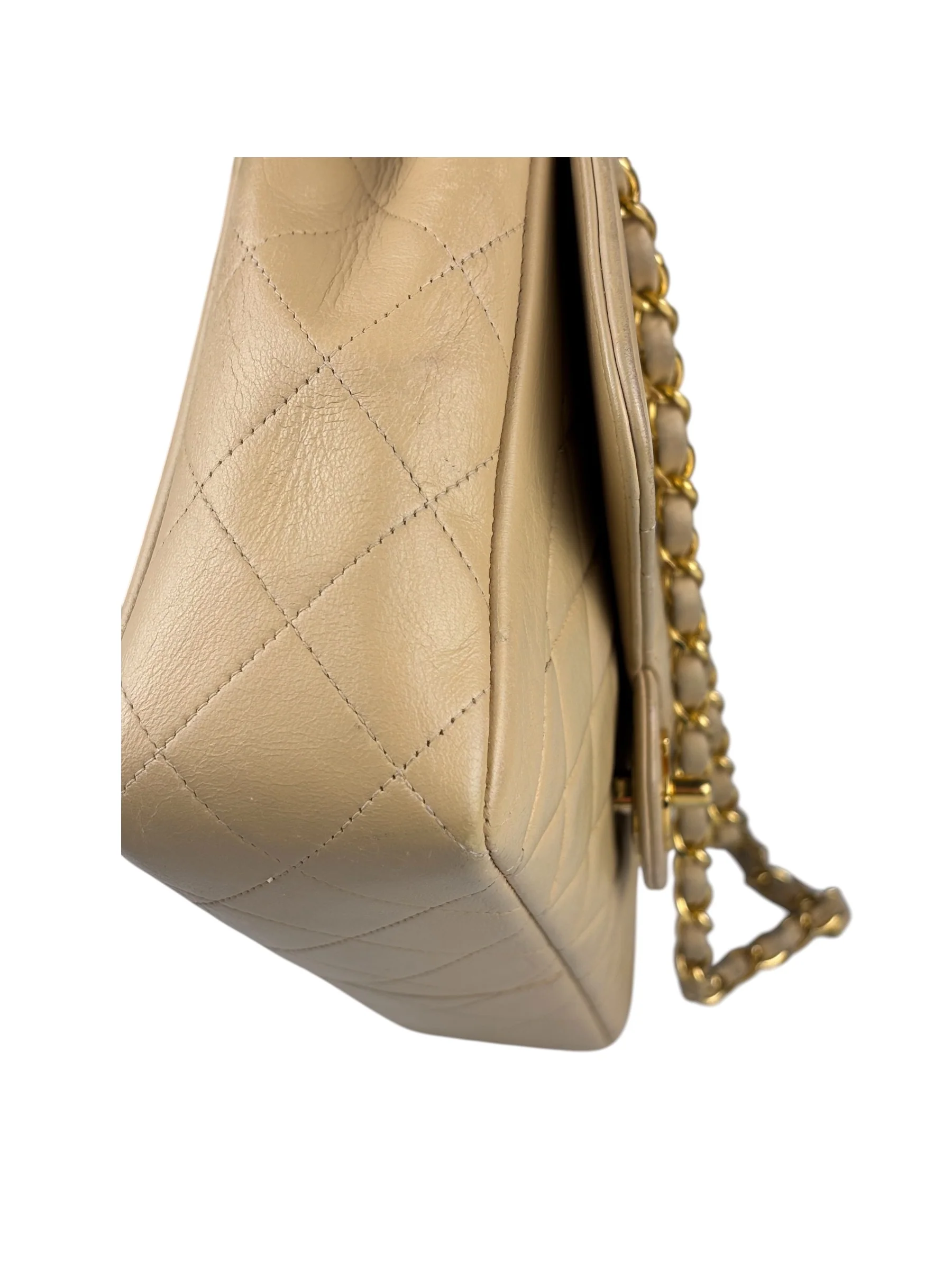 Chanel Vintage Beige Clair Quilted Leather Classic Flap Shoulder Bag 1955 - Image 11