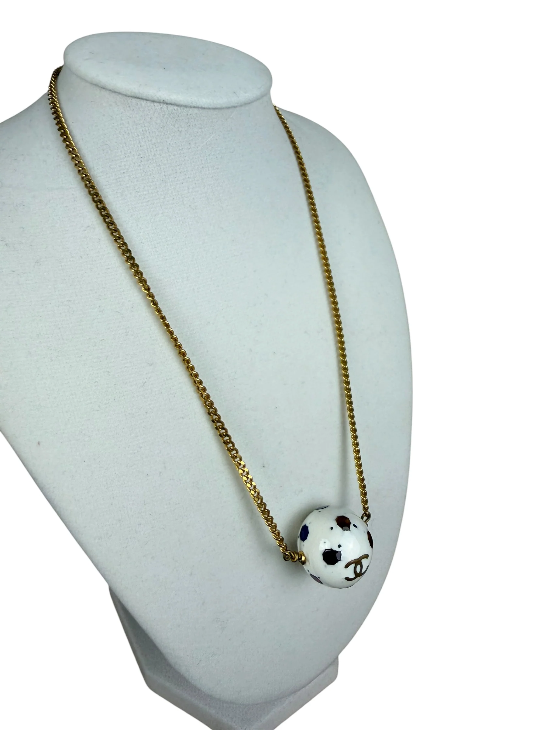Chanel Vintage Spring Collections Soccer Ball Rhinestone Charm Necklace 04S 2004 - Image 4