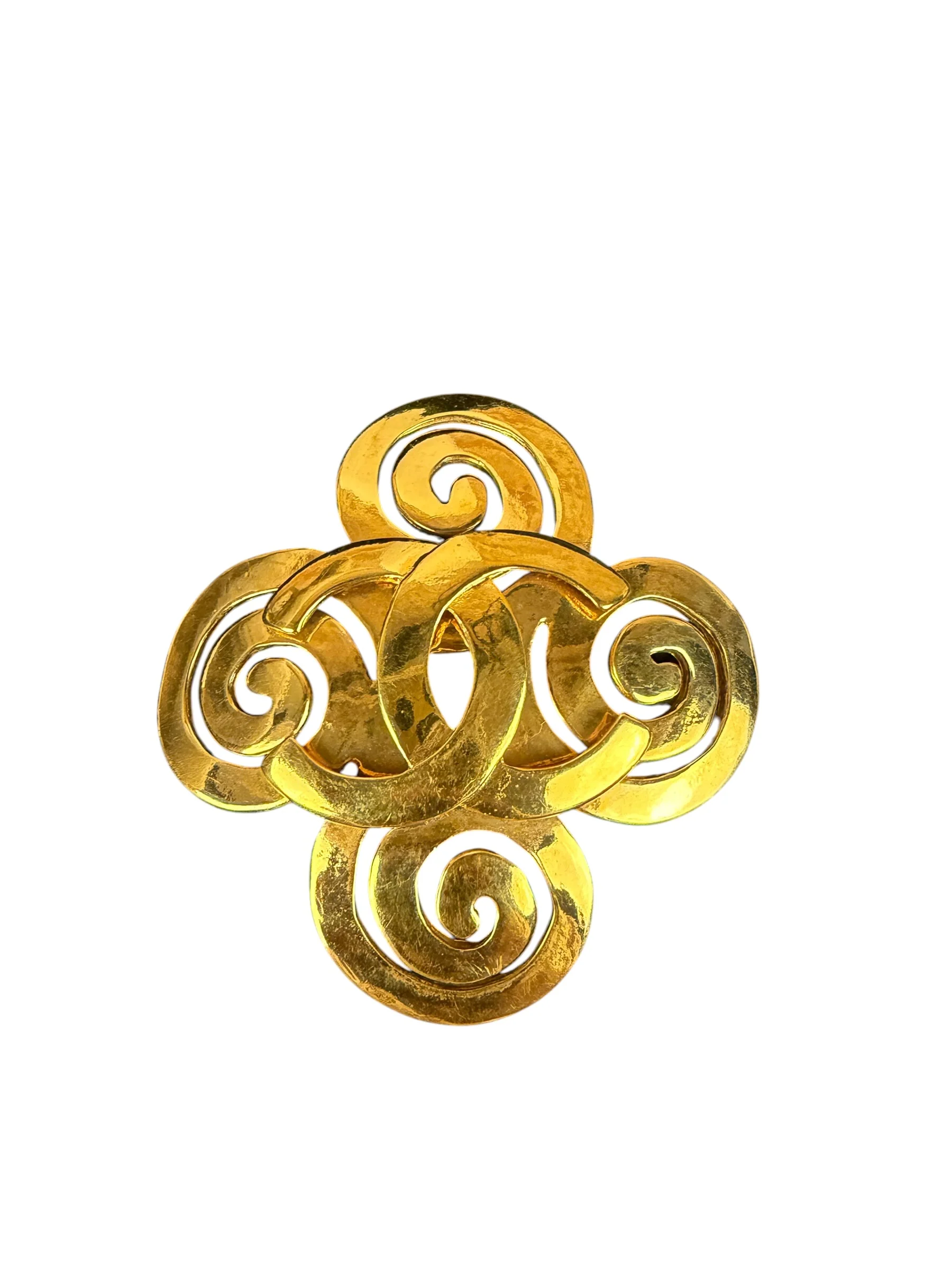 Chanel Vintage Spring Swirl/Sprial Cross Cc Brooch 95P 1995
