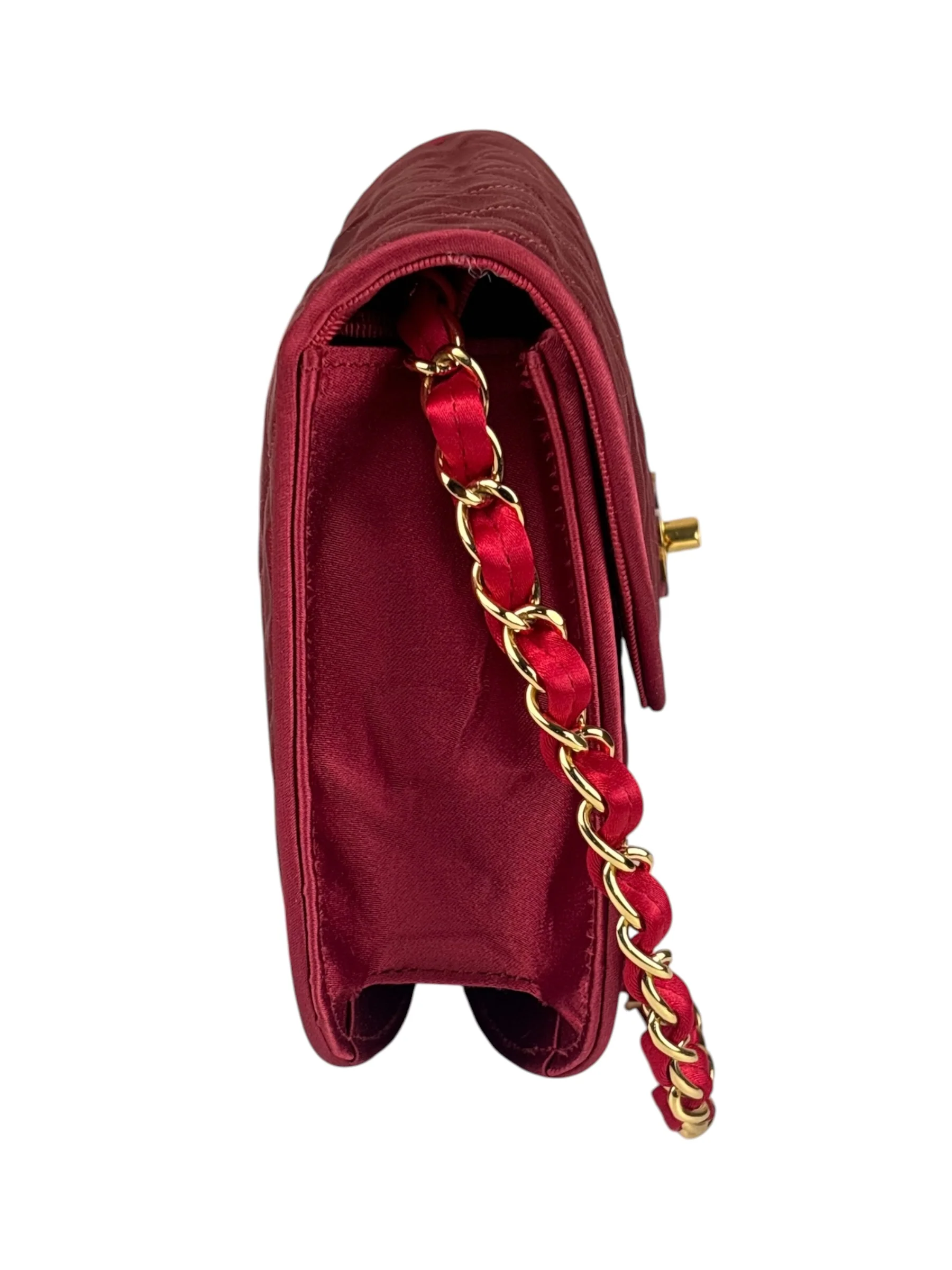 Chanel Vintage Two Tone Red Satin Flap 1989 - Image 3